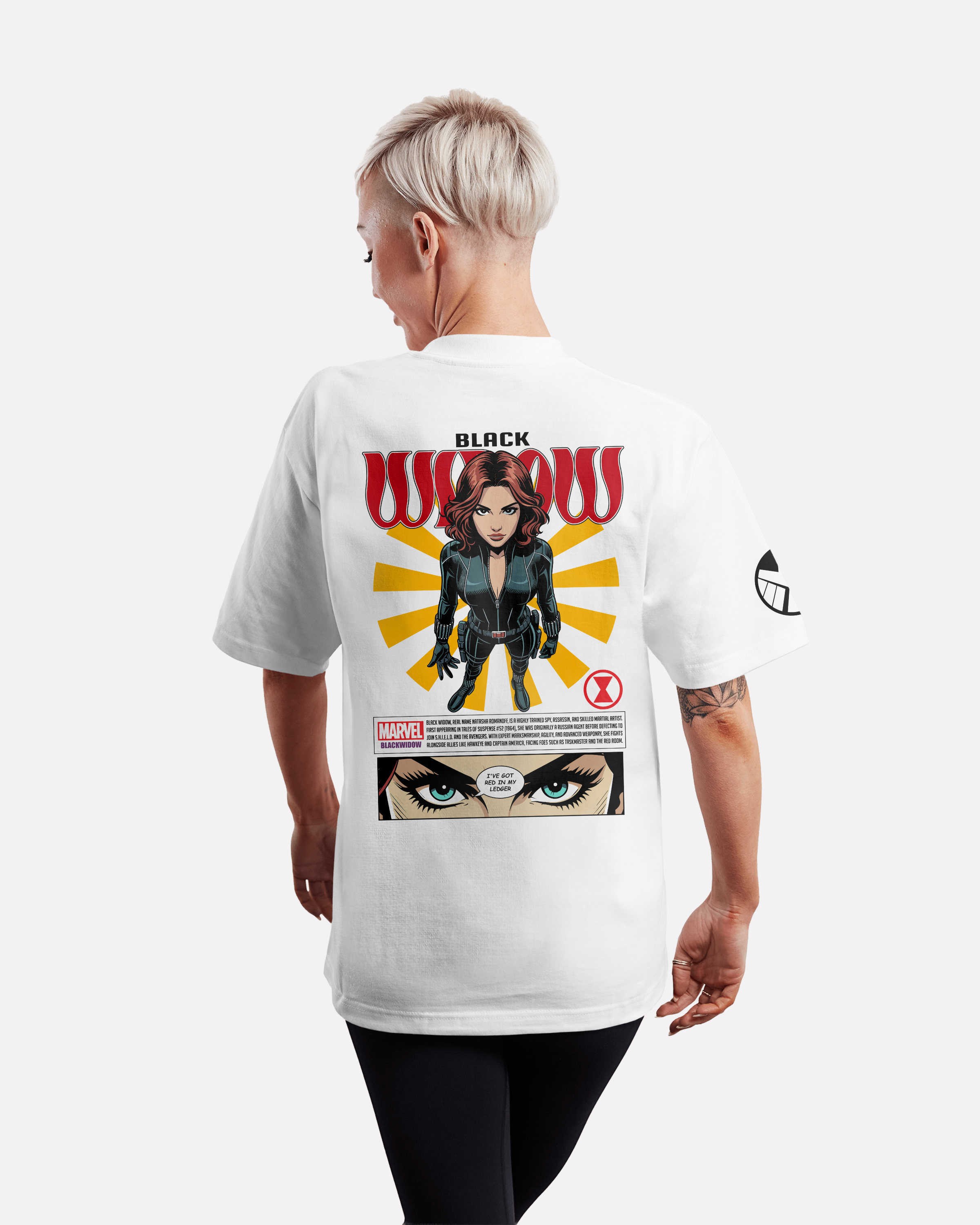 Black Widow Oversize/Box T-shirt Unisex biała/czarna