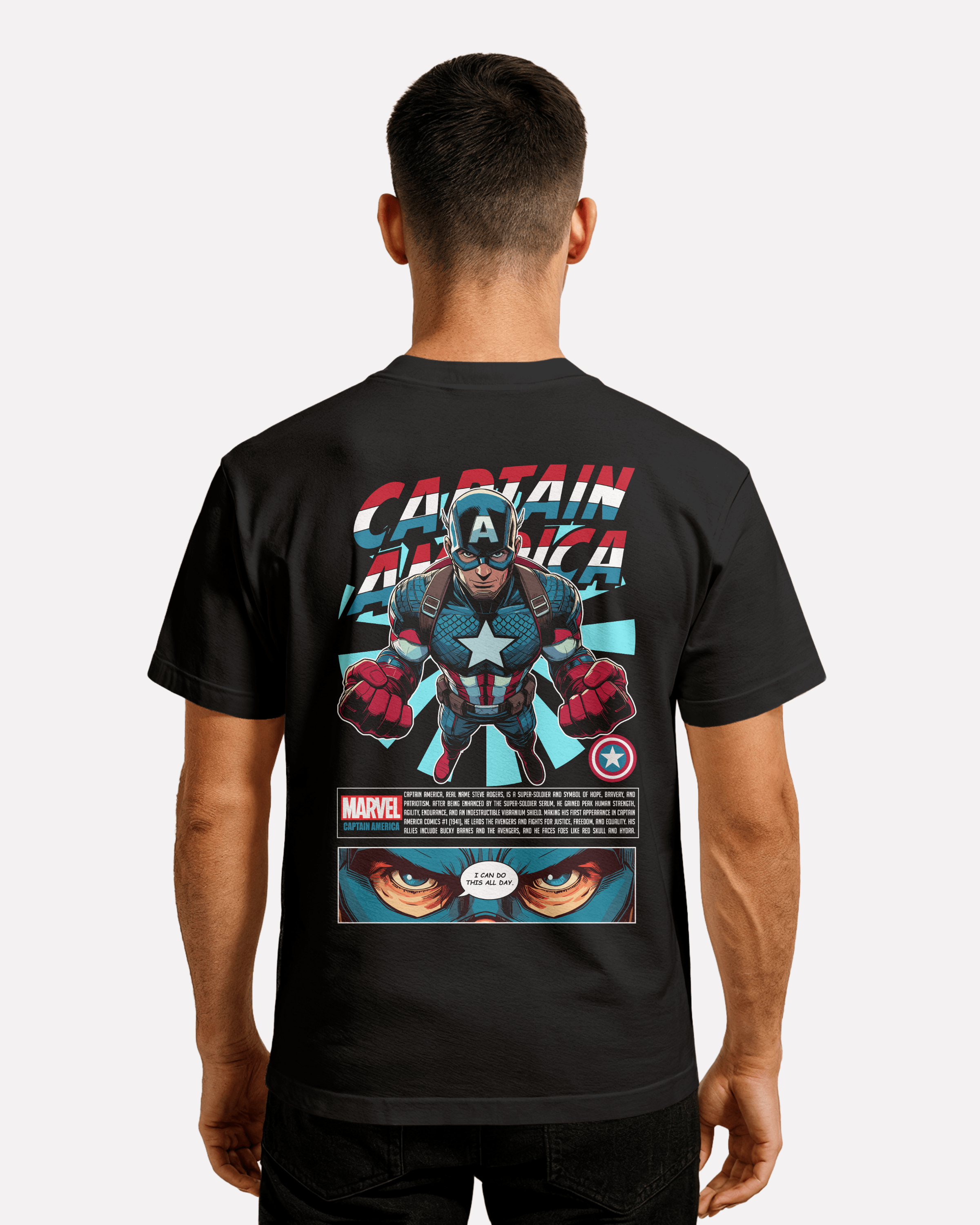 Captain America T-shirt Classic Unisex biała/czarna