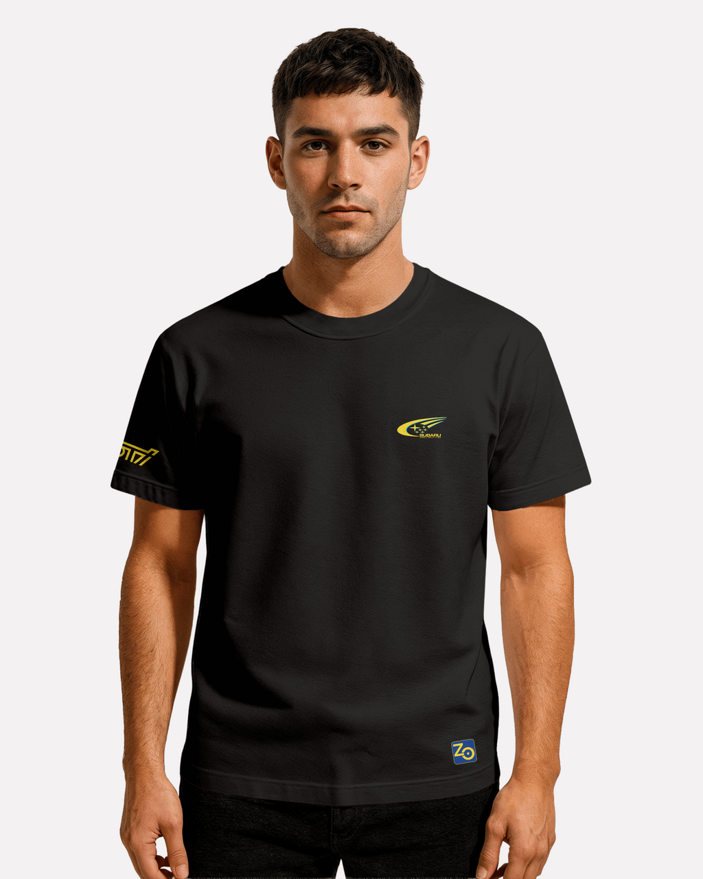 Subaru Impreza STI WRC T-shirt Classic Unisex biała/czarna/niebieska