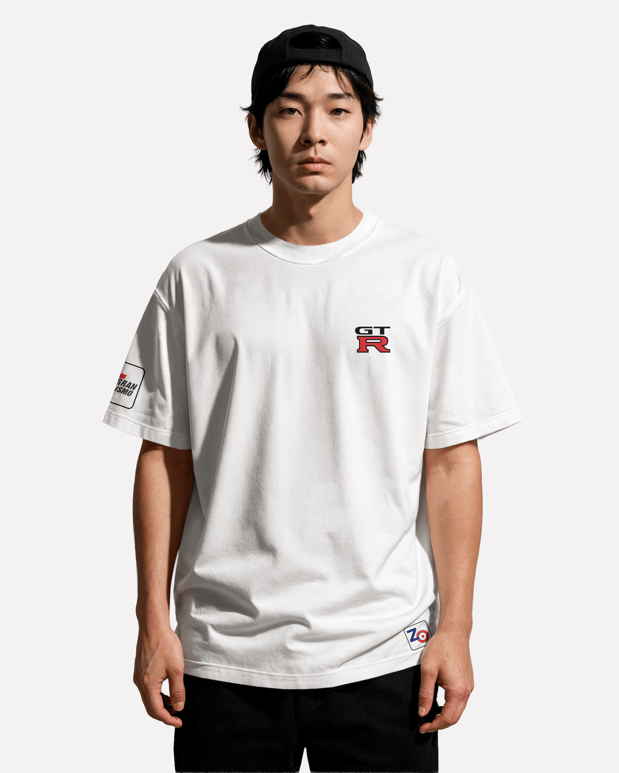 Nissan GTR R35 T-shirt Classic Unisex biała/czarna/niebieska