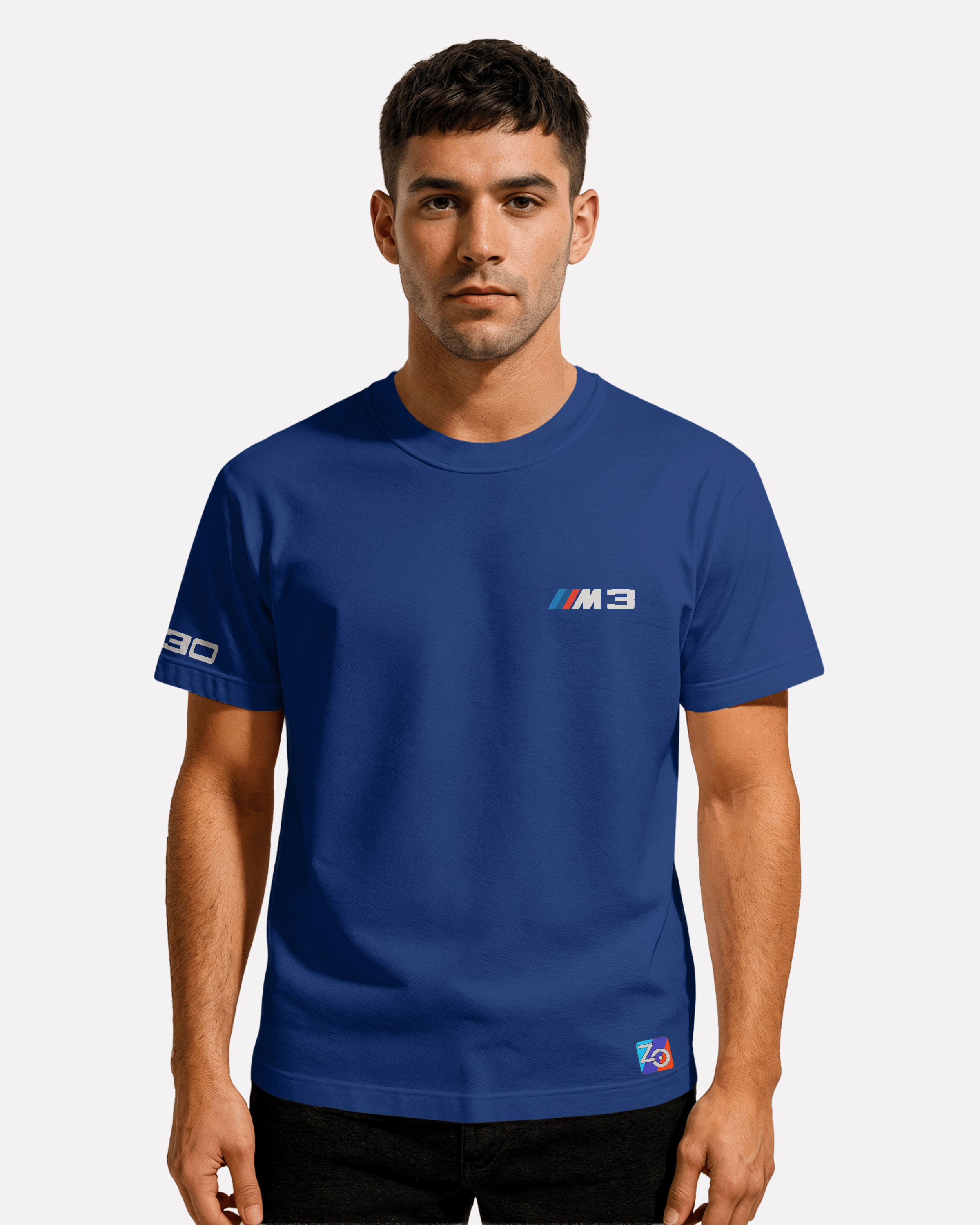 BMW M3 E30 T-shirt Classic Unisex biała/czarna/niebieska