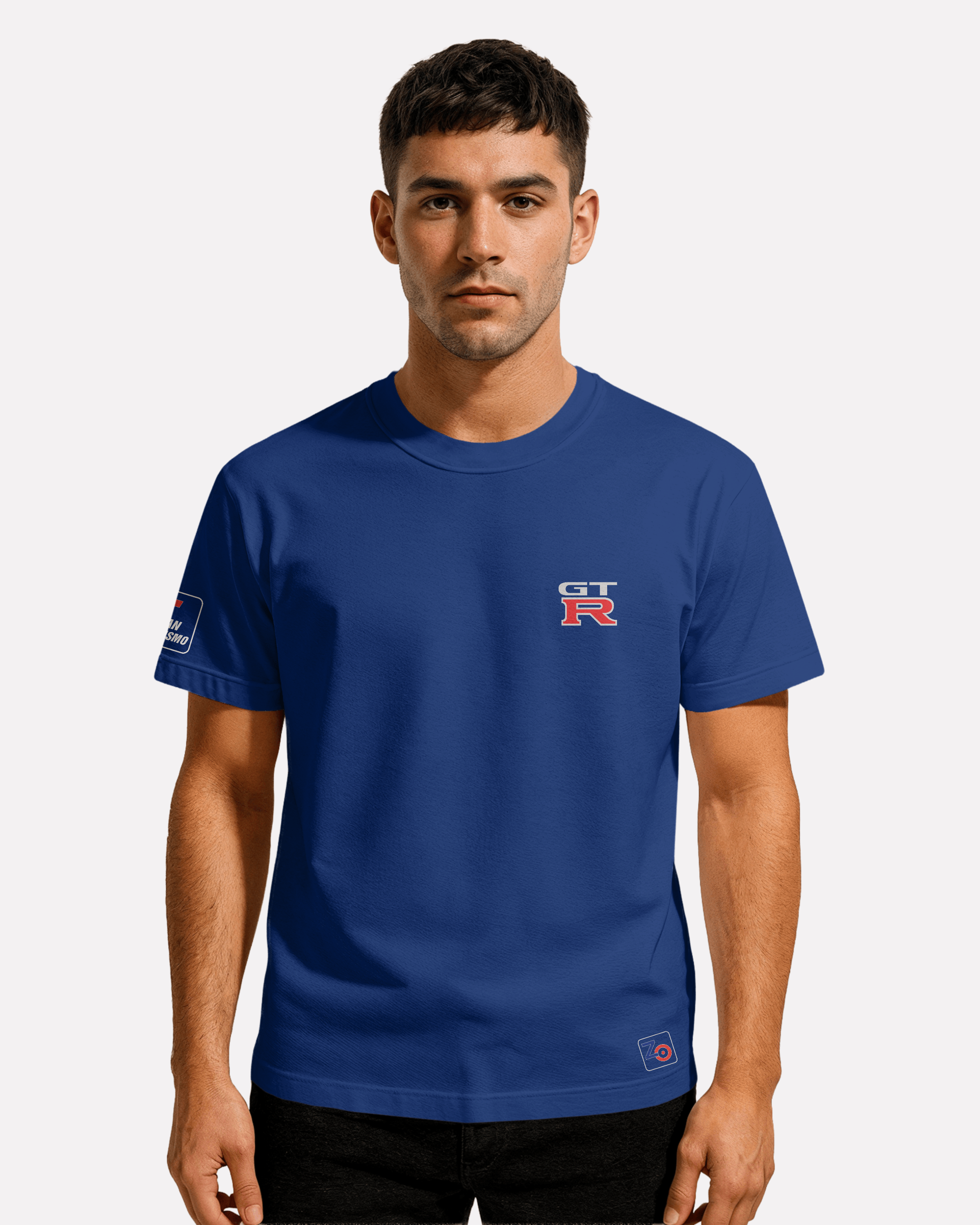 Nissan GTR R35 T-shirt Classic Unisex biała/czarna/niebieska