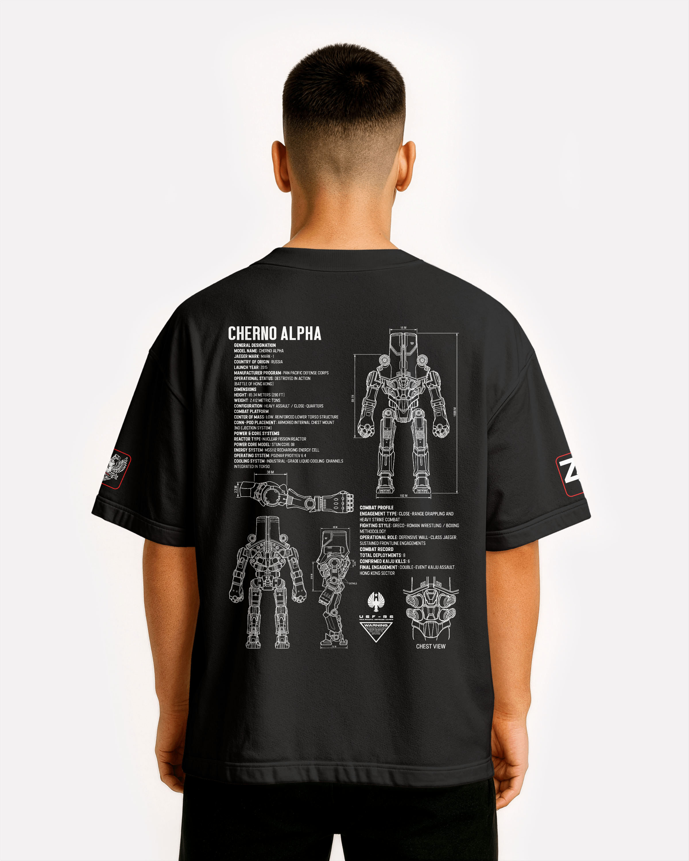 Cherno Alpha Oversize T-shirt Unisex biała/czarna