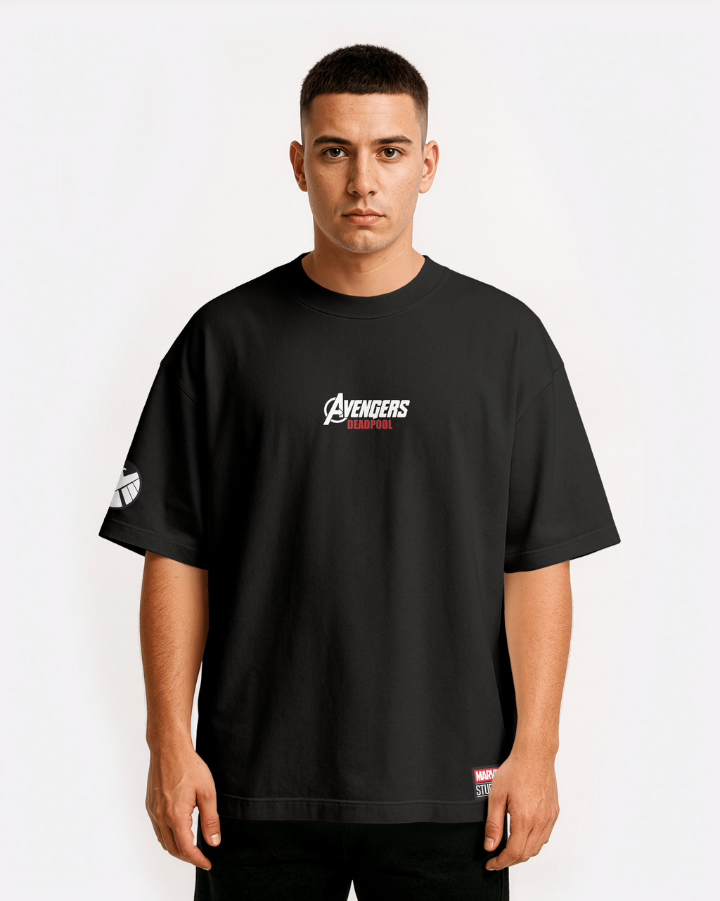 Deadpool Oversize/Box T-shirt Unisex biała/czarna