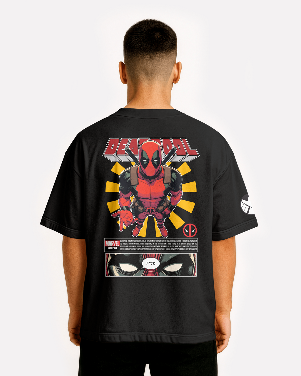 Deadpool Oversize/Box T-shirt Unisex biała/czarna
