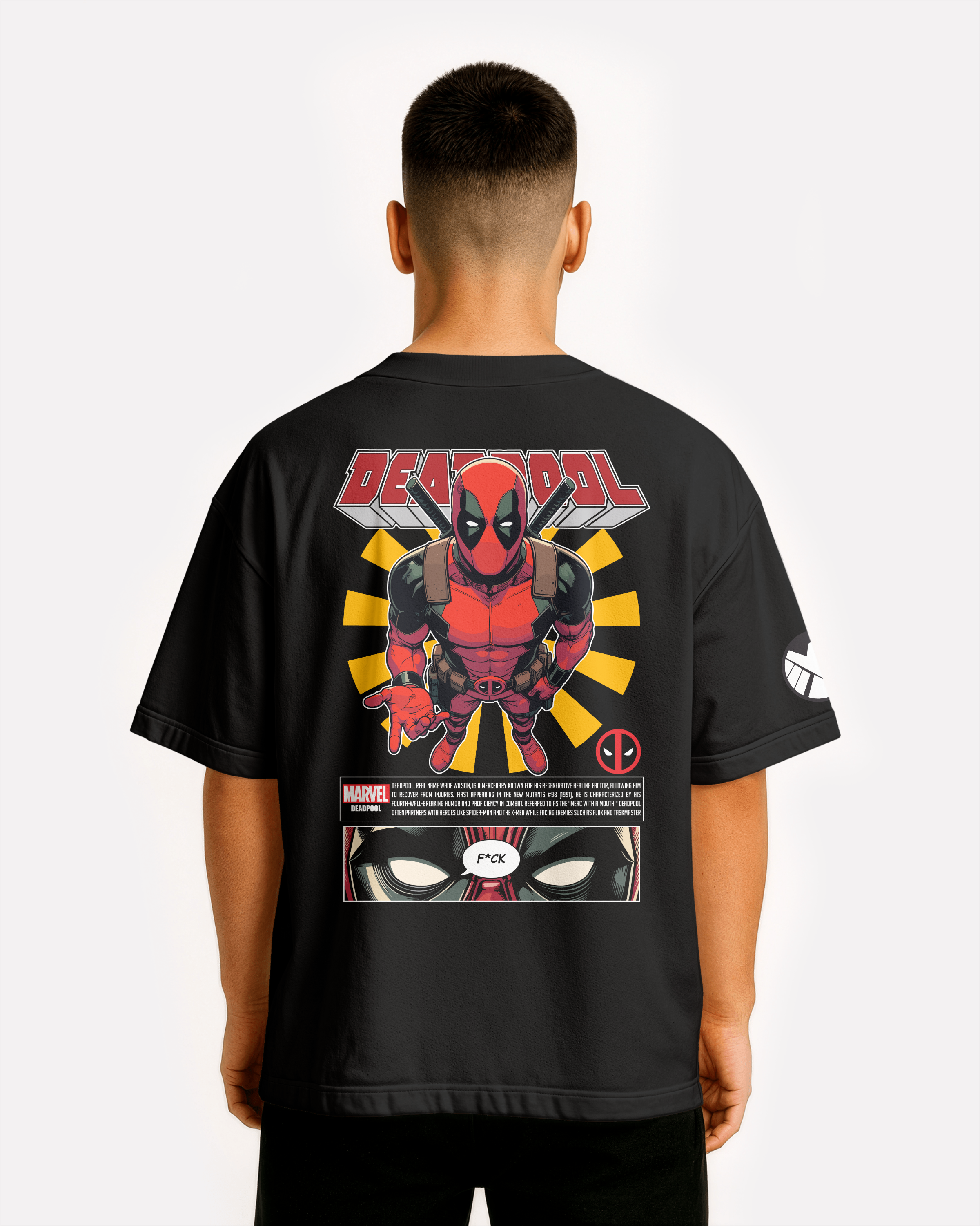 Deadpool Oversize/Box T-shirt Unisex biała/czarna