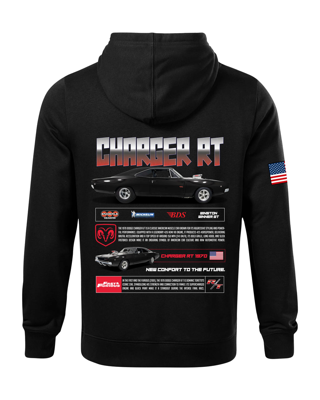 Dodge Charger Bluza z kapturem 320g