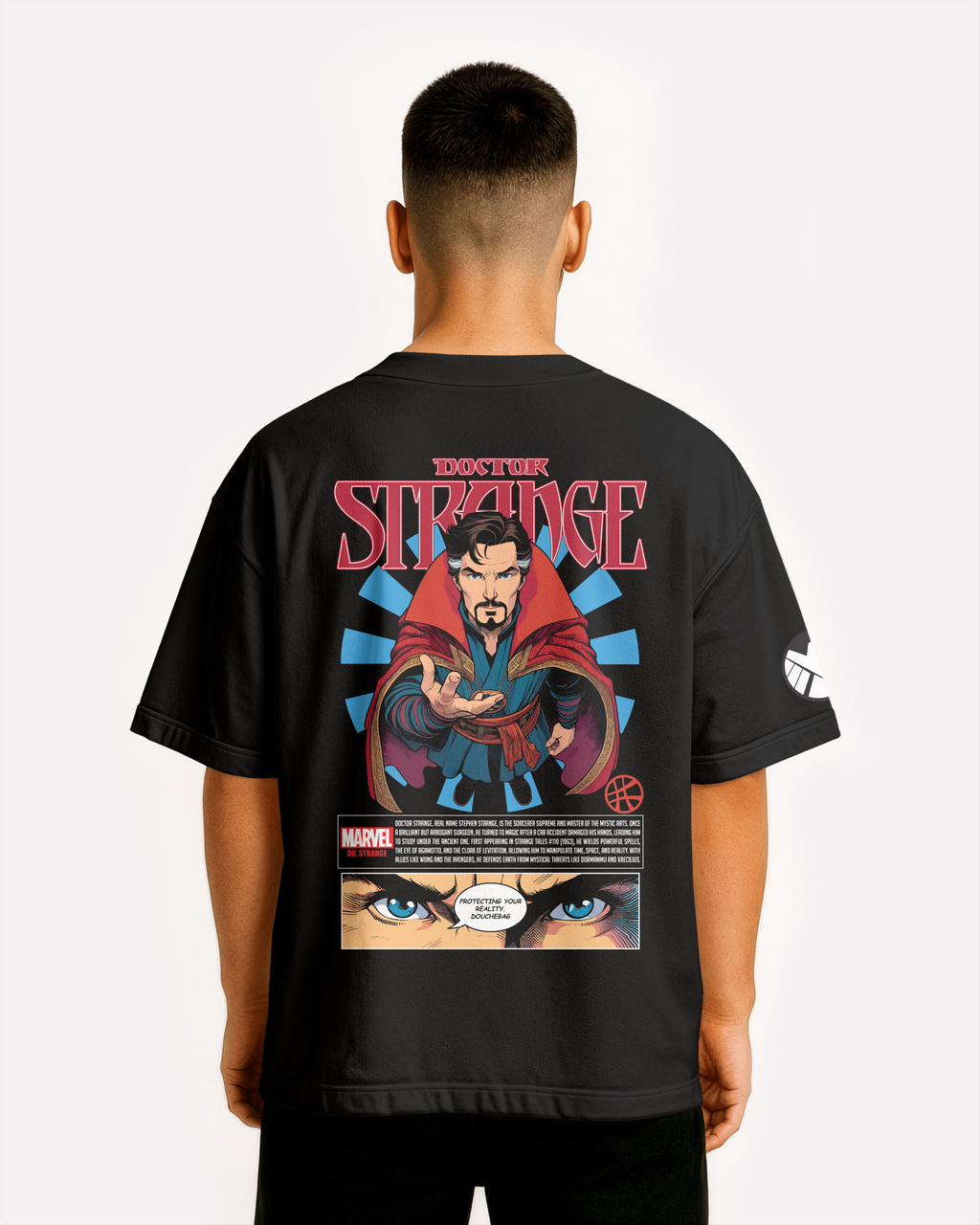 Dr Strange Oversize/Box T-shirt Unisex biała/czarna