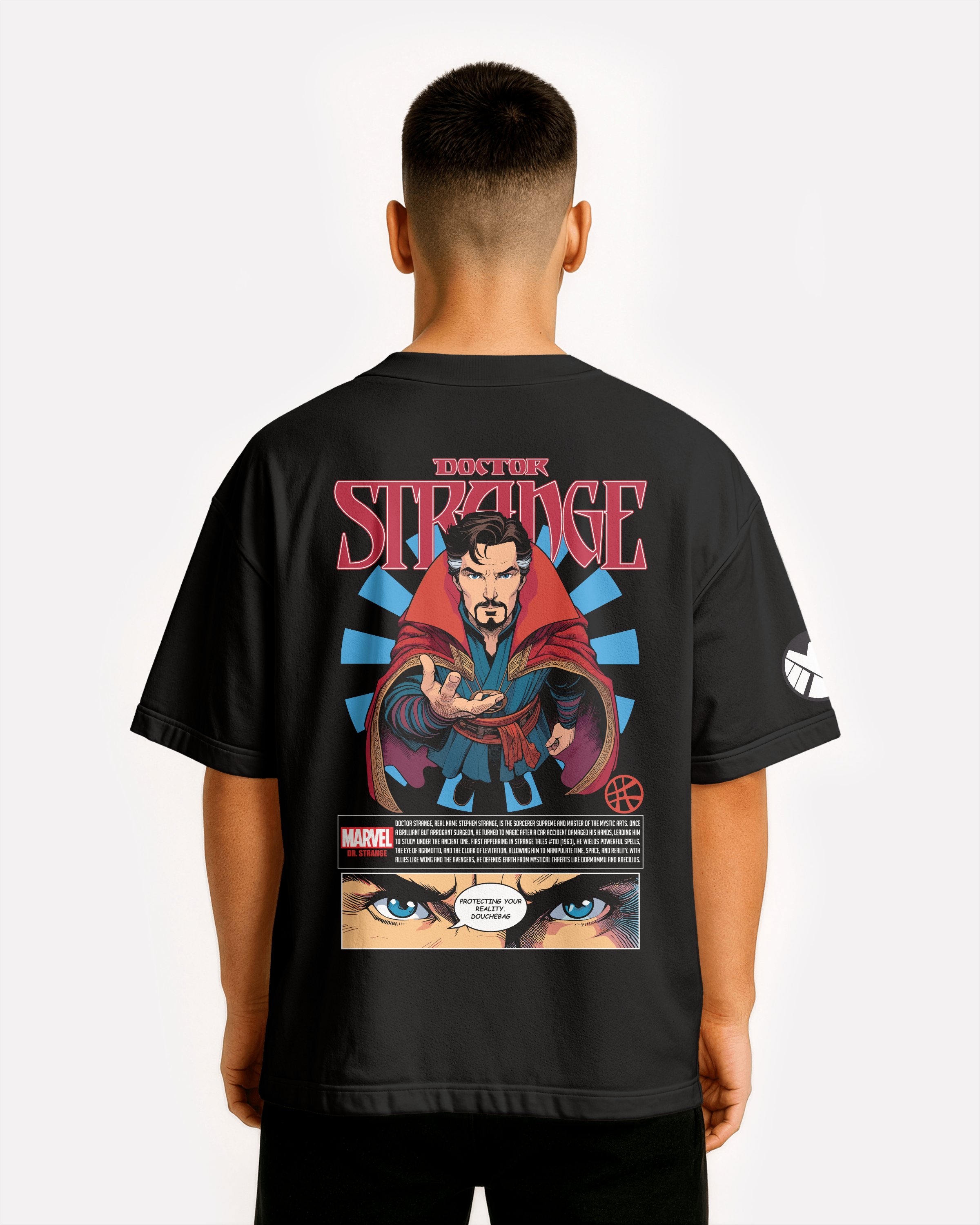 Dr Strange Oversize/Box T-shirt Unisex biała/czarna