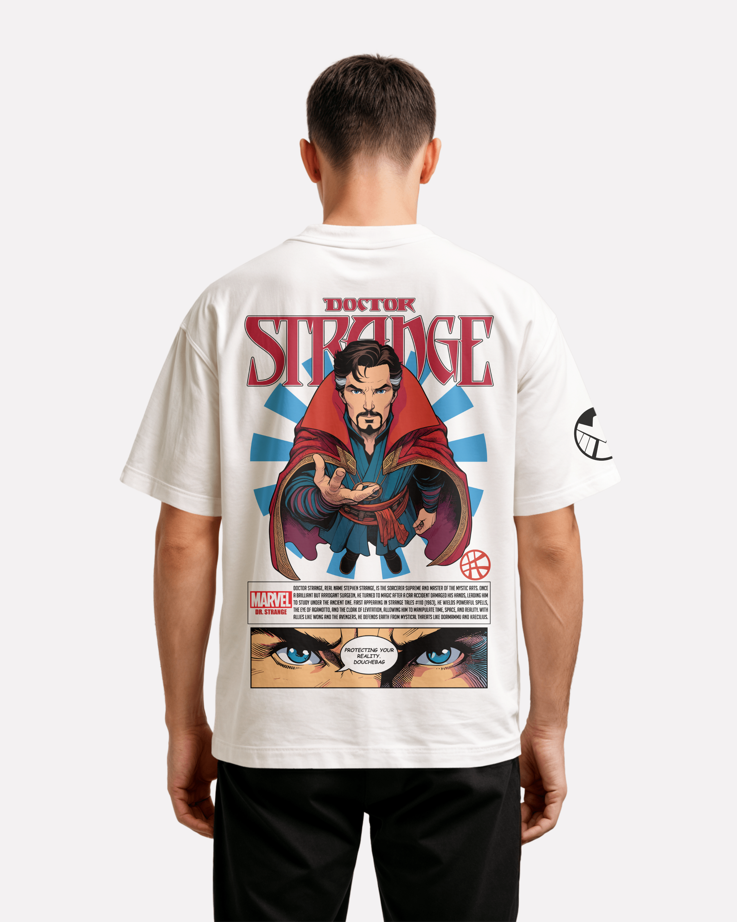 Dr Strange Oversize/Box T-shirt Unisex biała/czarna