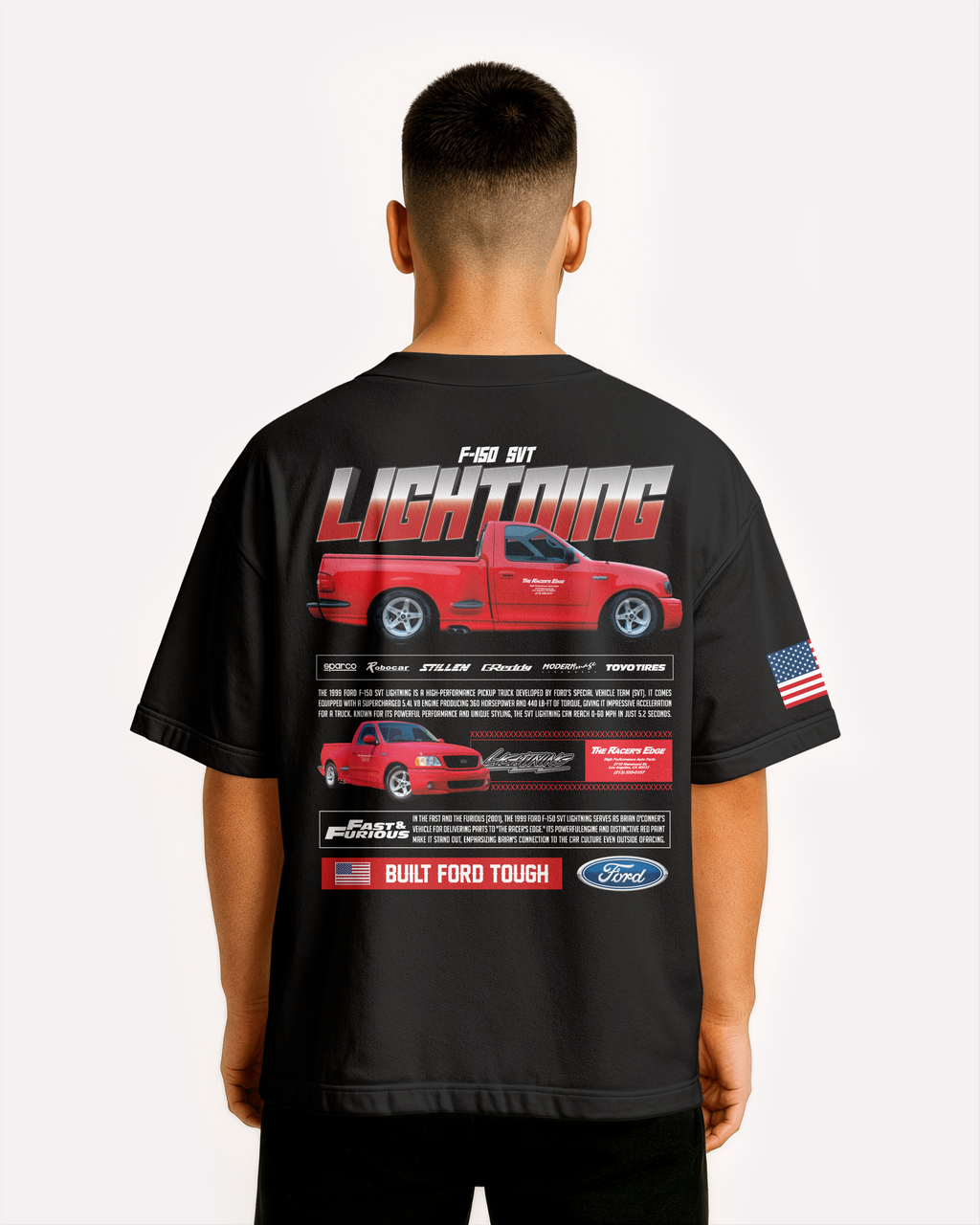 Ford F-150 SVT Lightning Oversize T-shirt Unisex biała/czarna