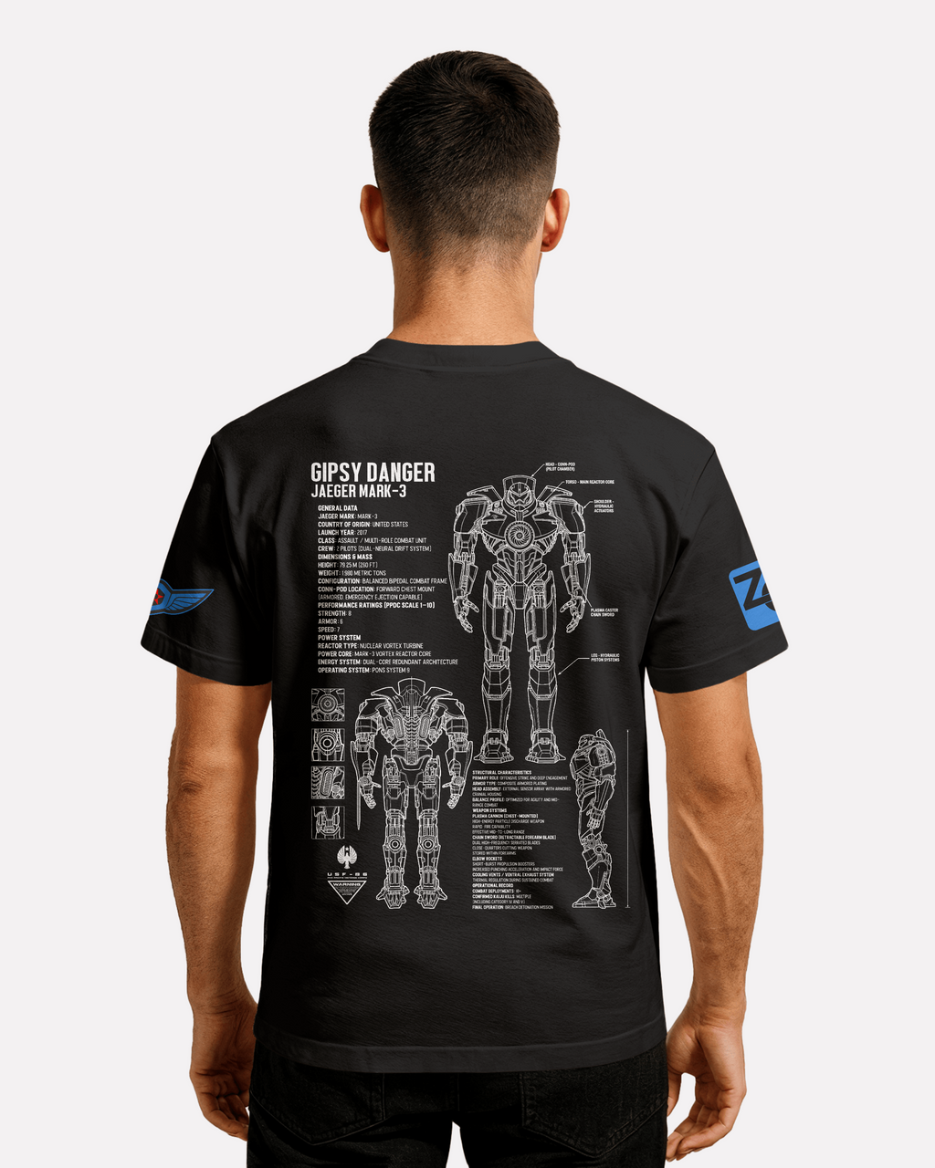 Gipsy Danger T-shirt Classic Unisex biała/czarna