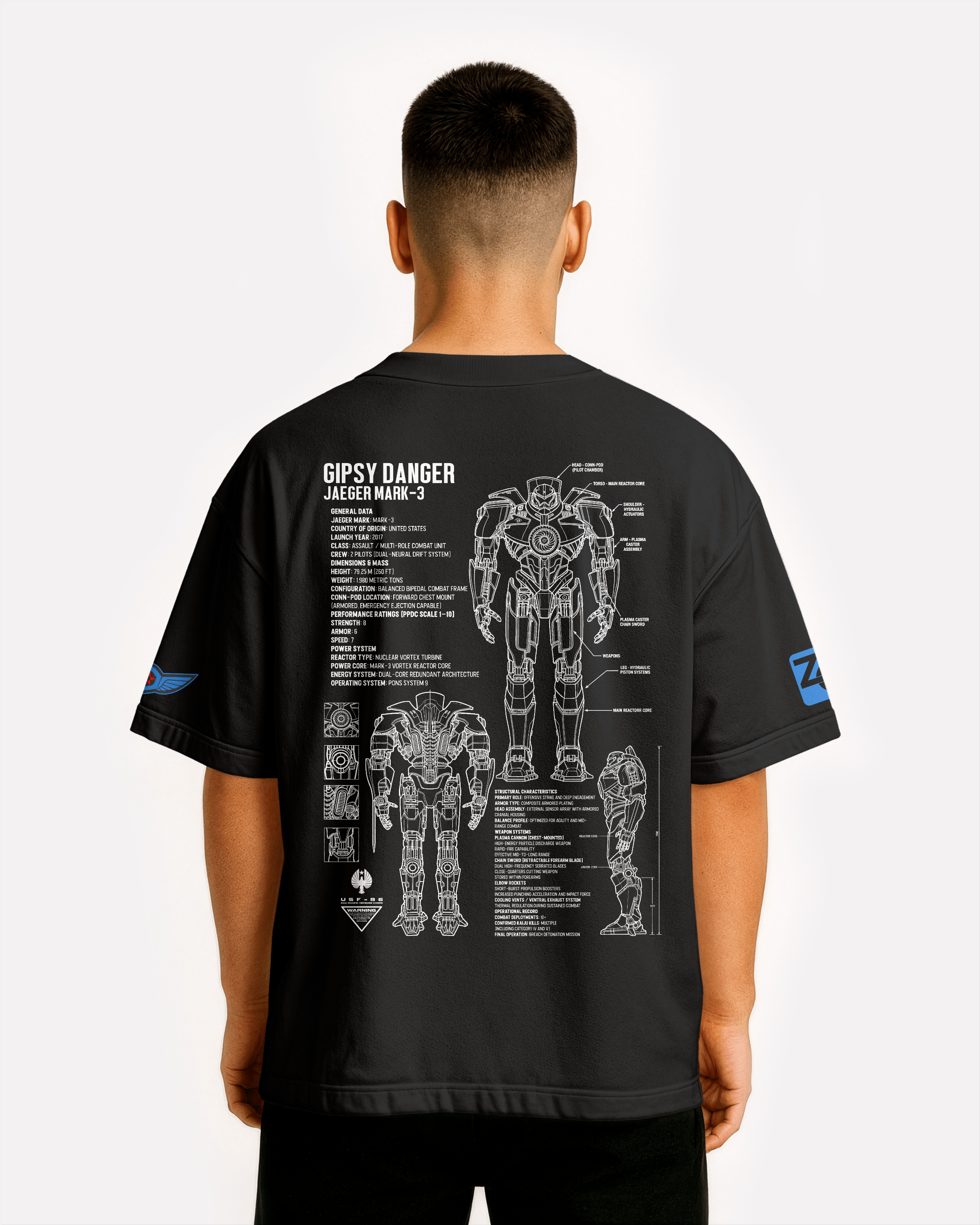 Gipsy Danger Oversize T-shirt Unisex biała/czarna
