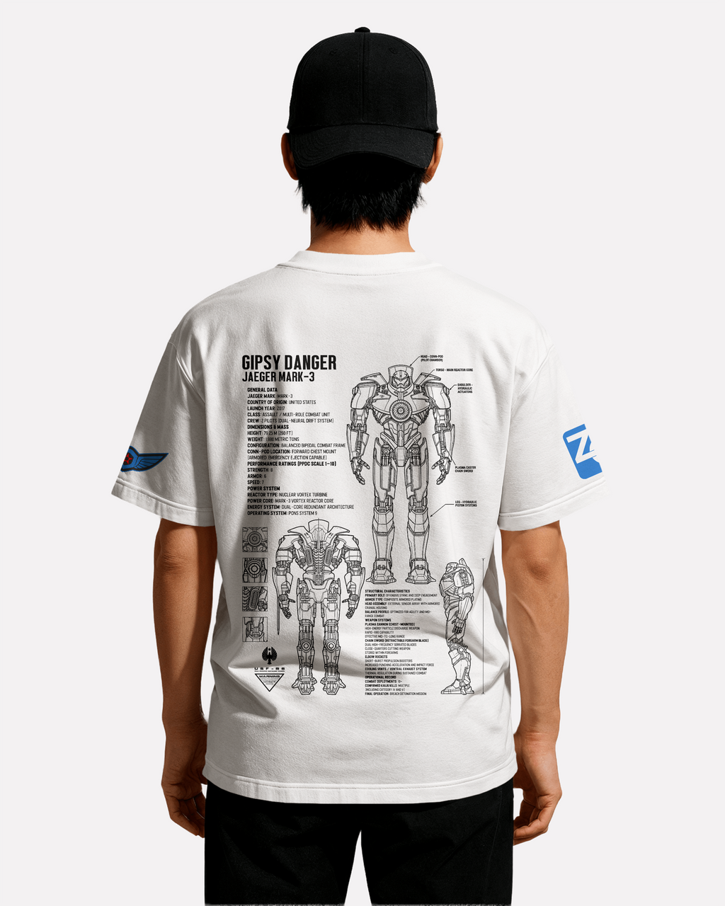 Gipsy Danger T-shirt Classic Unisex biała/czarna