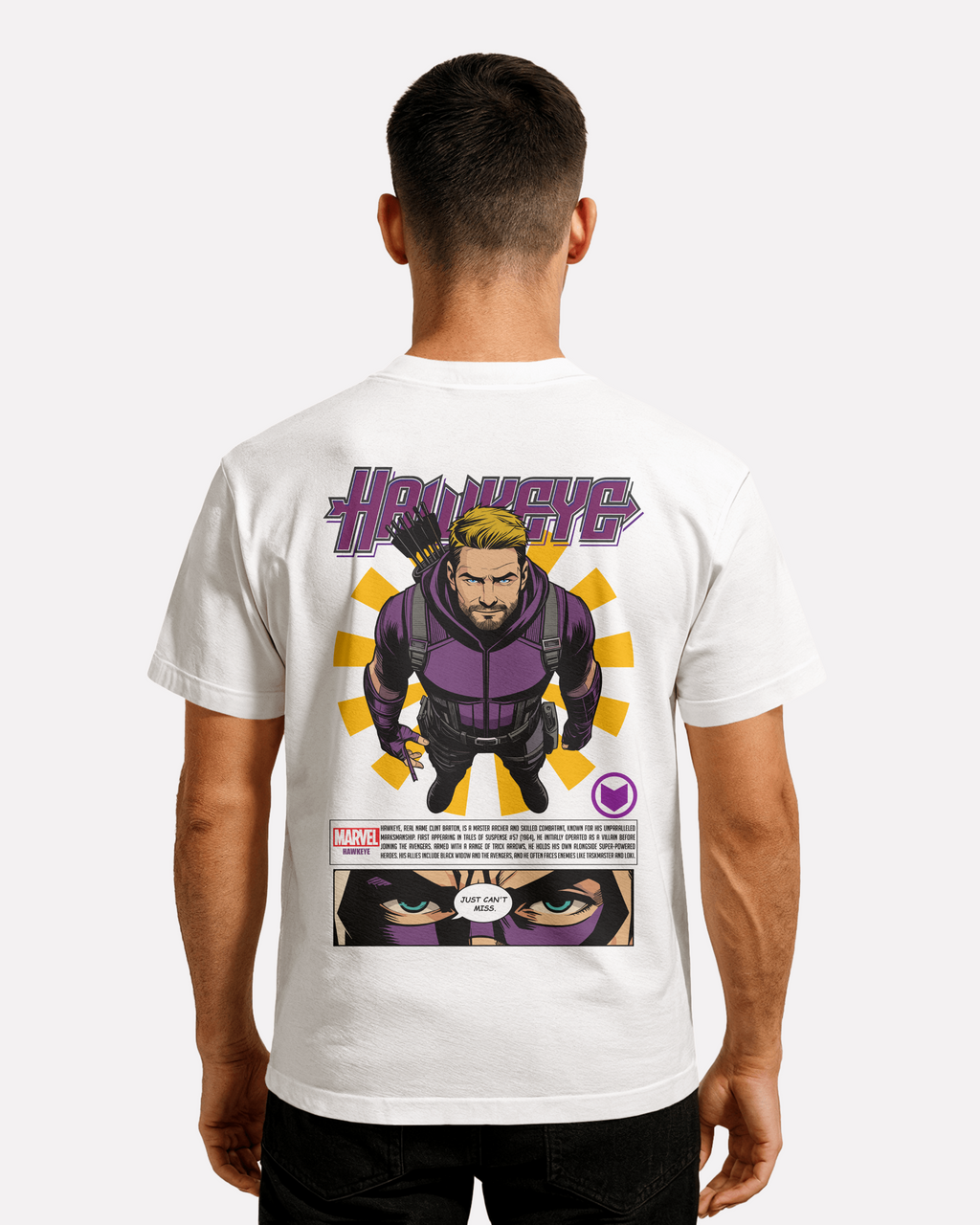 Hawkeye T-shirt Classic Unisex biała/czarna