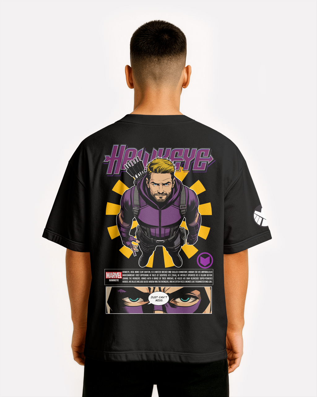 Hawkeye Oversize/Box T-shirt Unisex biała/czarna