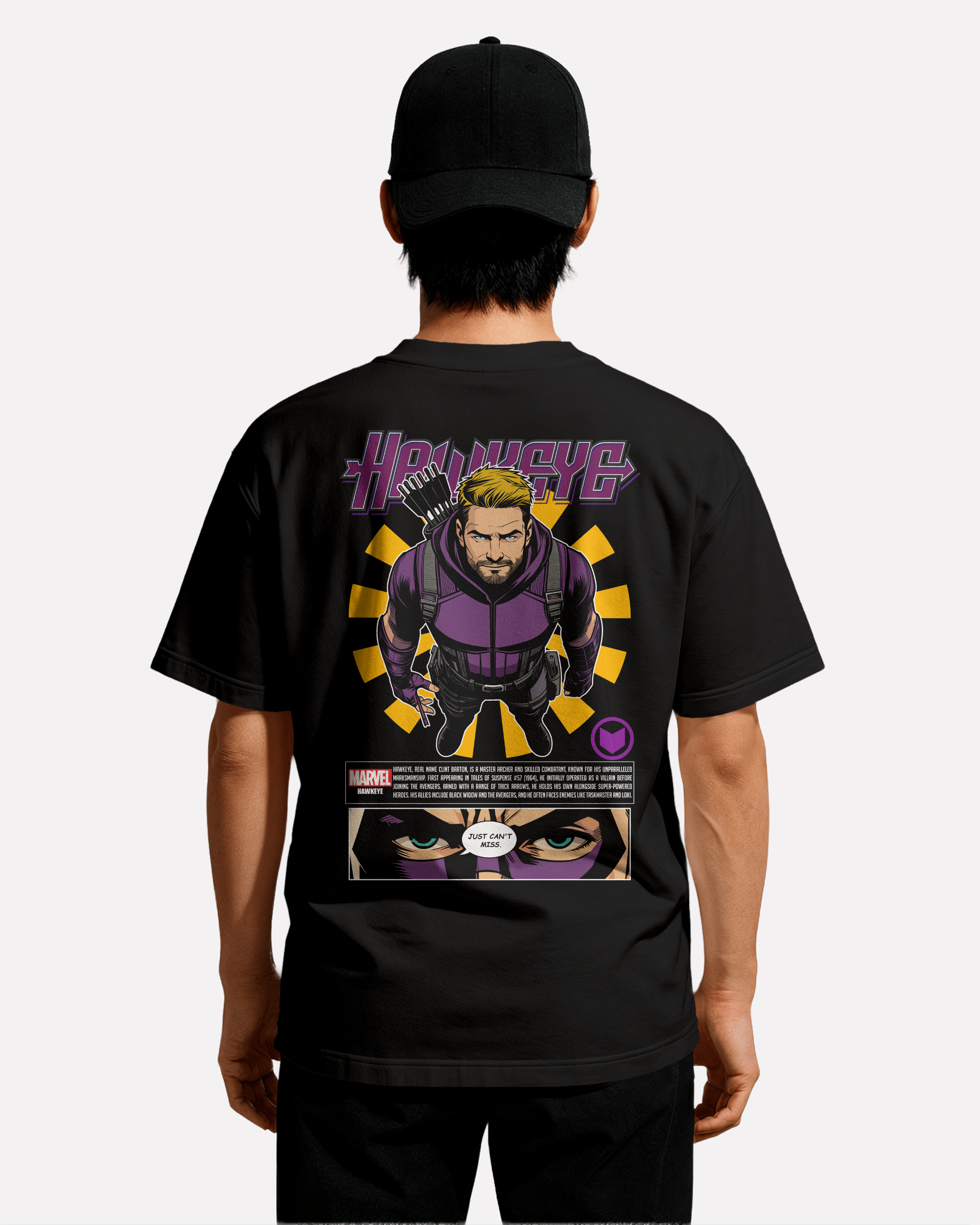 Hawkeye T-shirt Classic Unisex biała/czarna