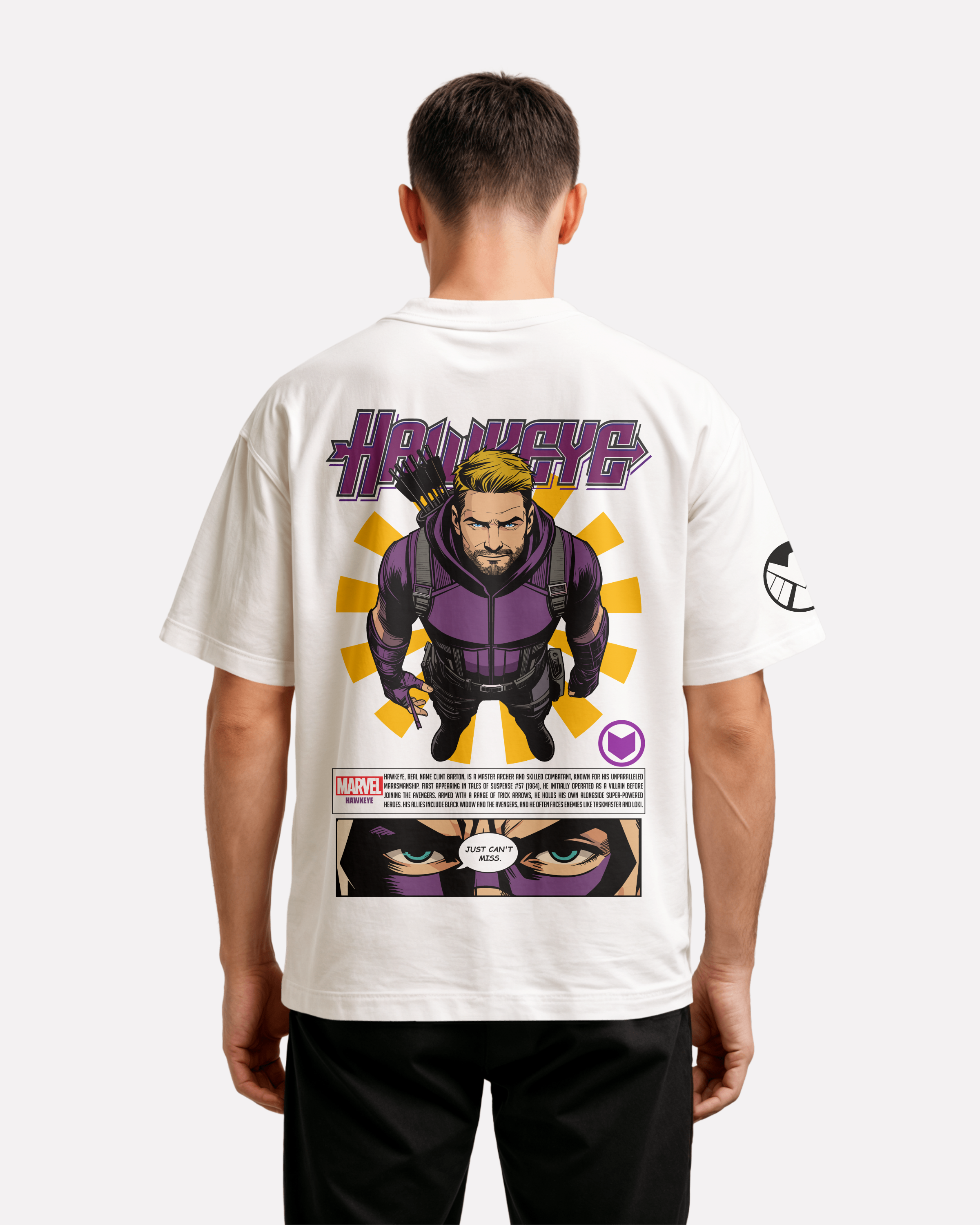 Hawkeye Oversize/Box T-shirt Unisex biała/czarna