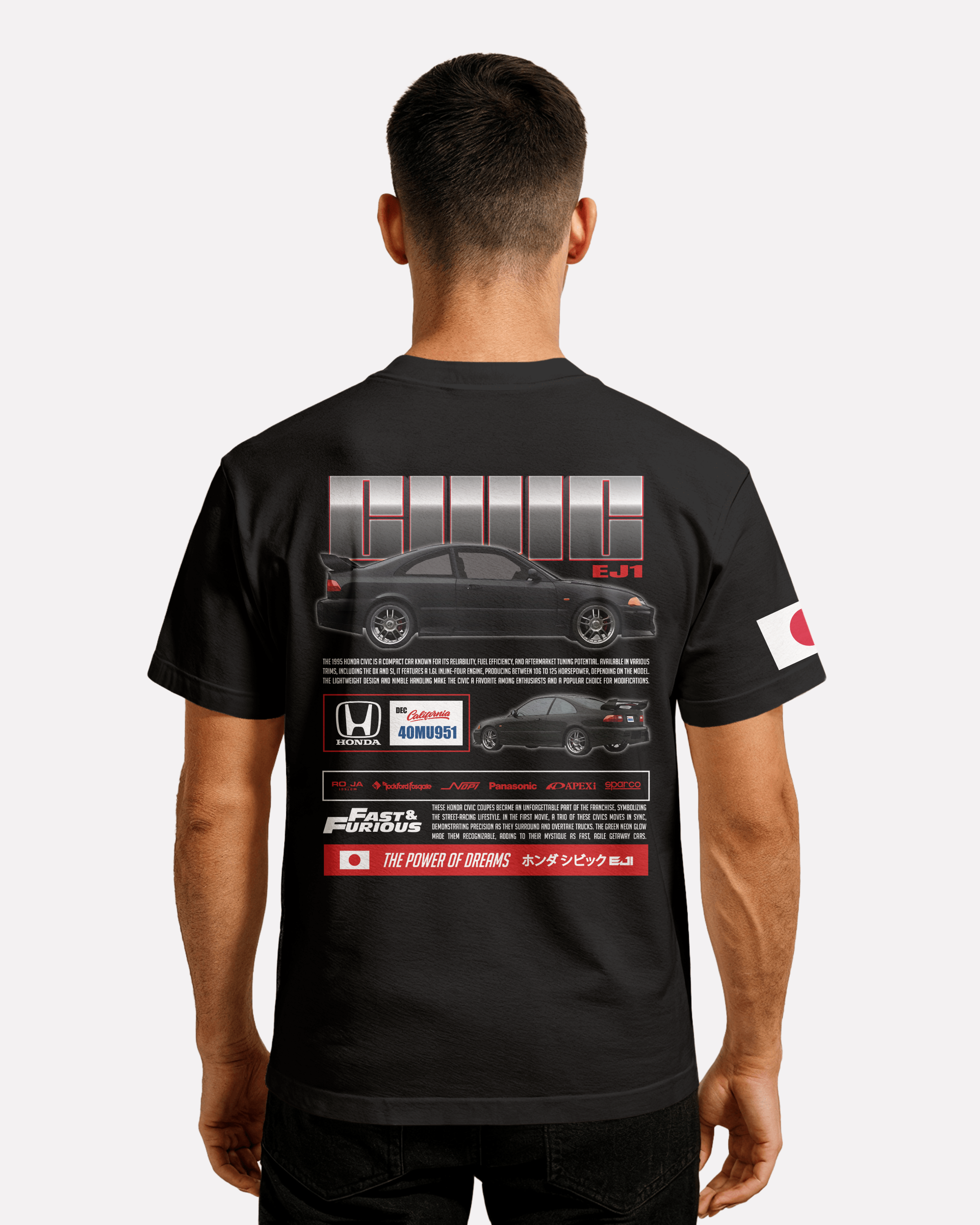 Honda Civic T-shirt Classic Unisex biała/czarna