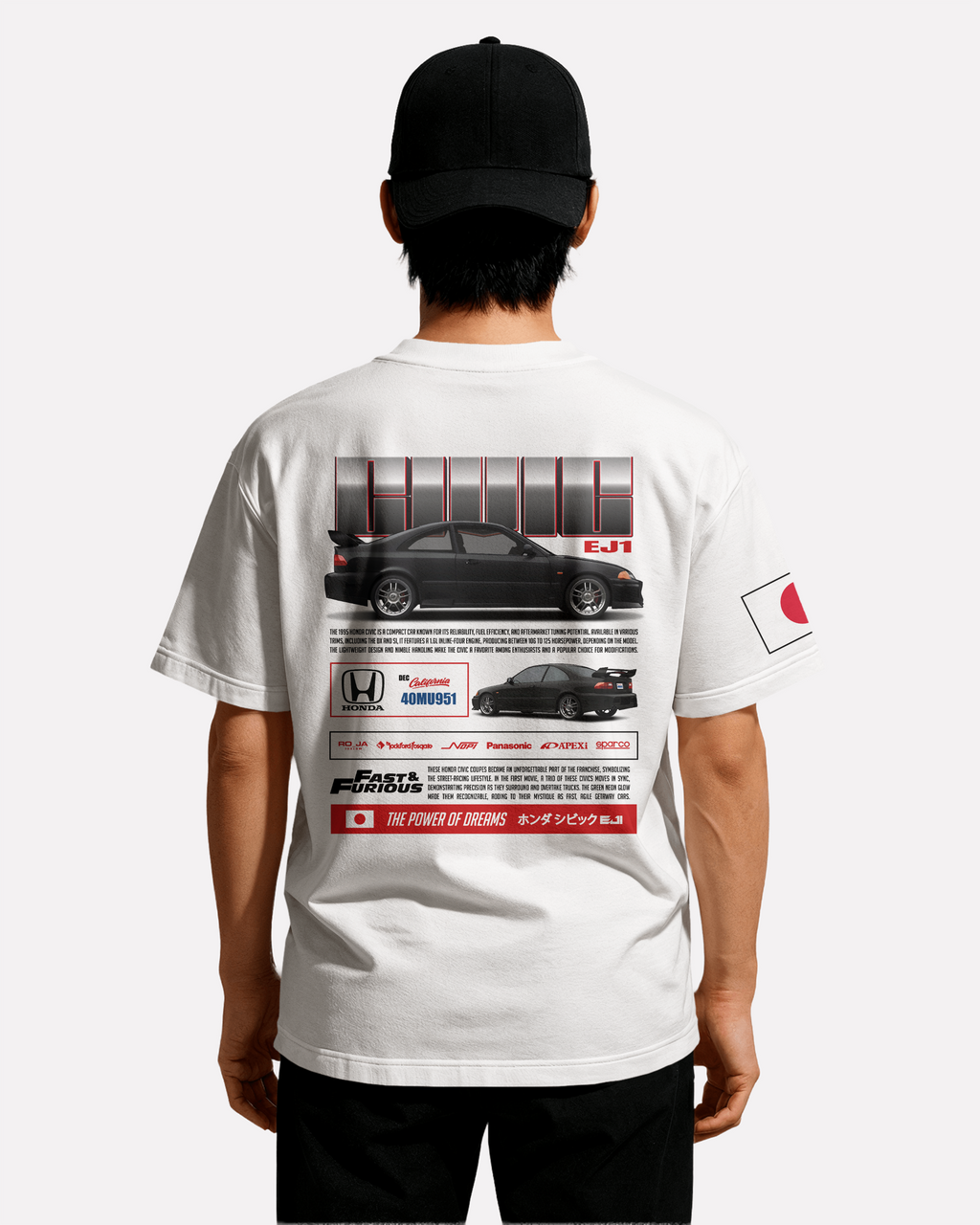 Honda Civic T-shirt Classic Unisex biała/czarna