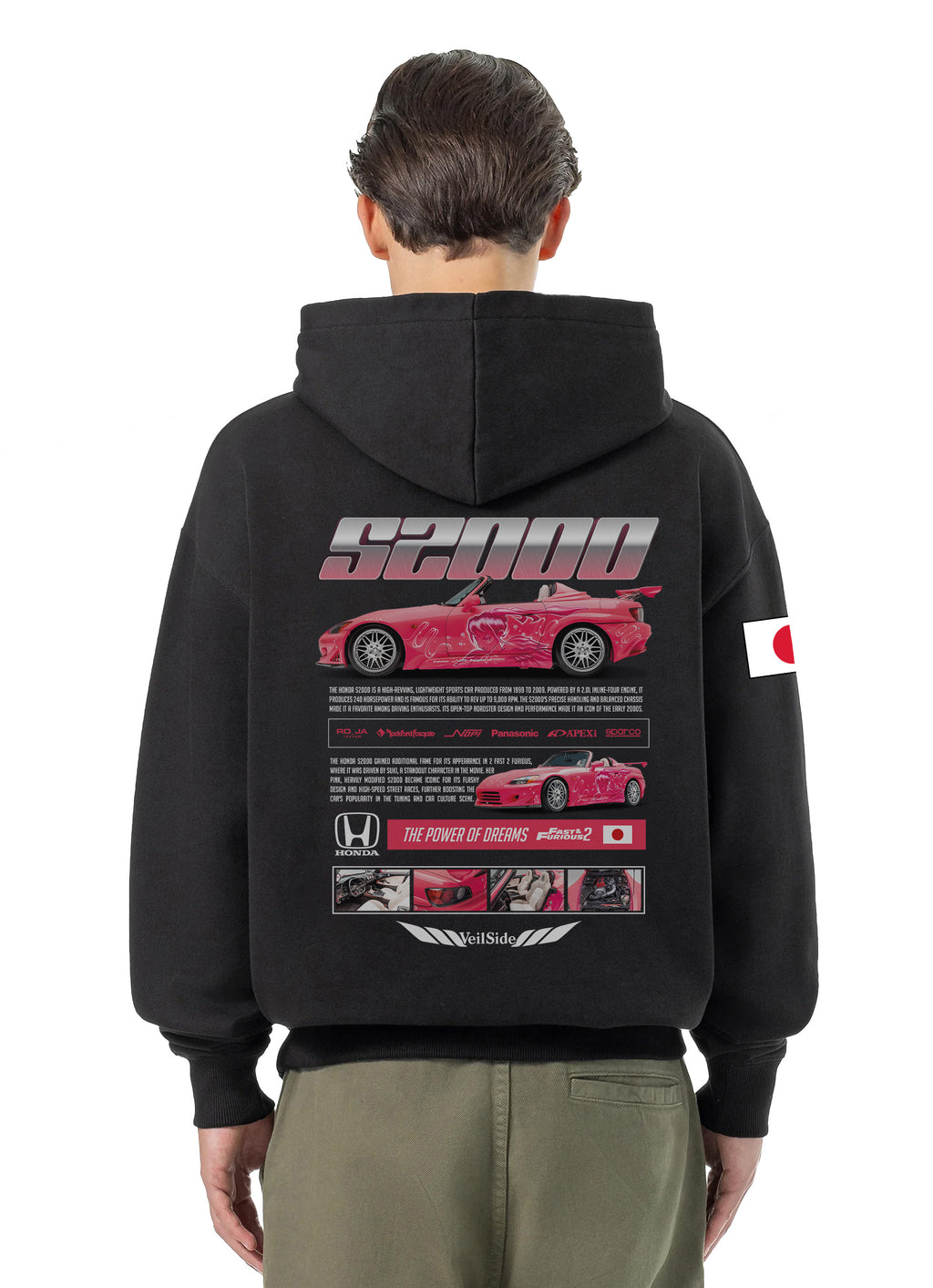 Honda S2000 Bluza Oversize z kapturem 320g