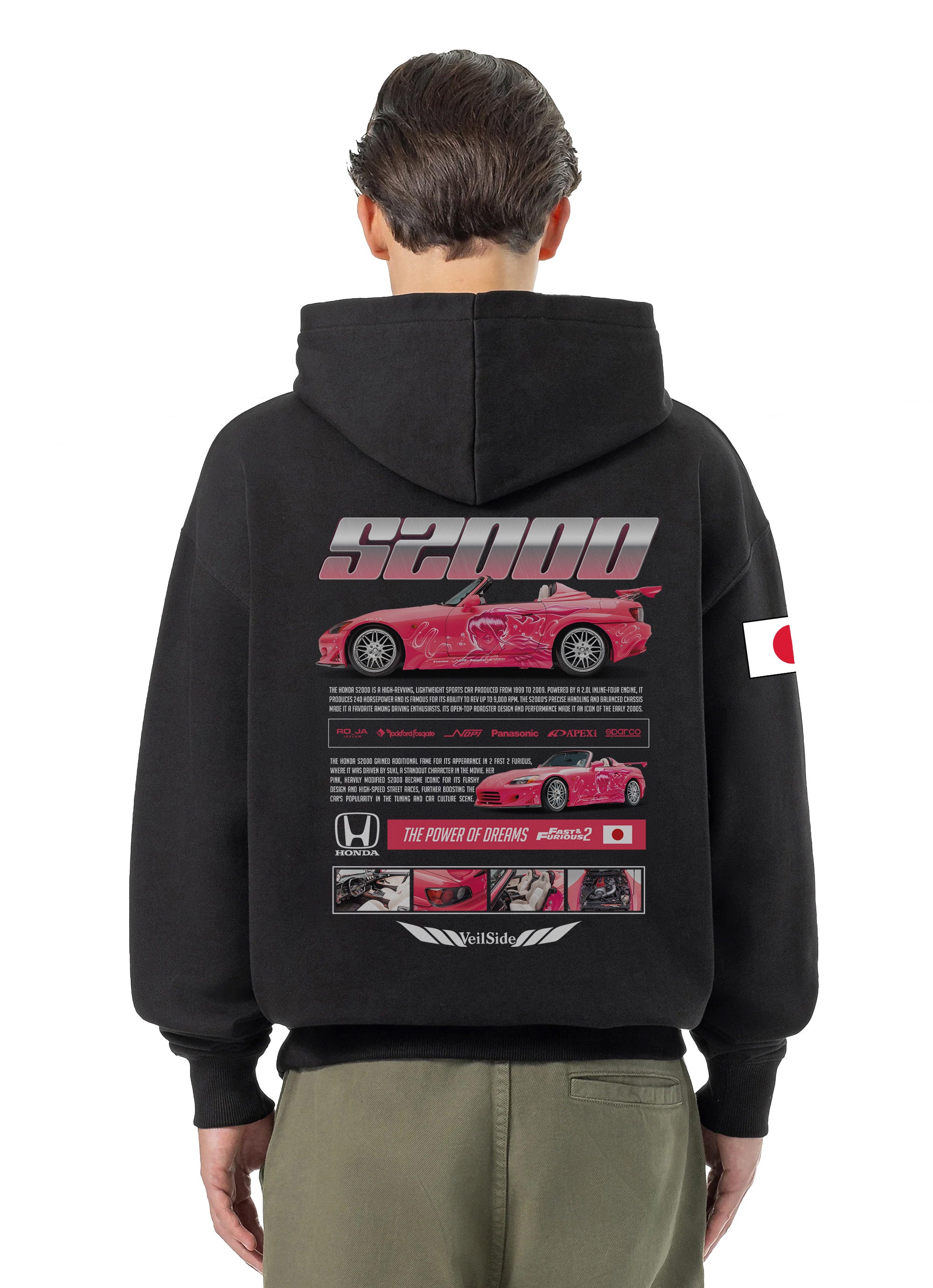 Honda S2000 Bluza Oversize z kapturem 320g