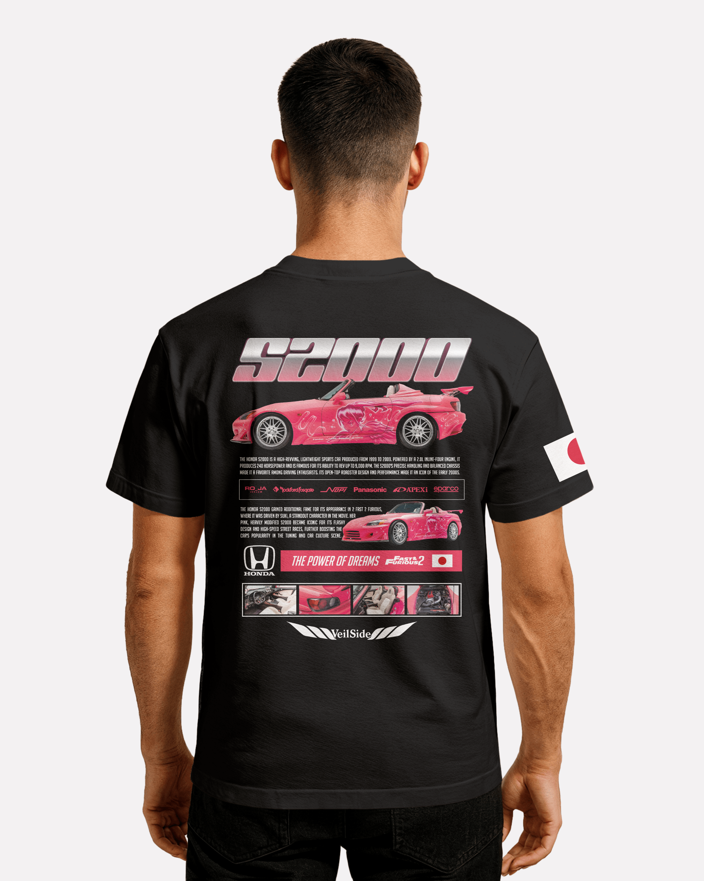 Honda S2000 T-shirt Classic Unisex biała/czarna