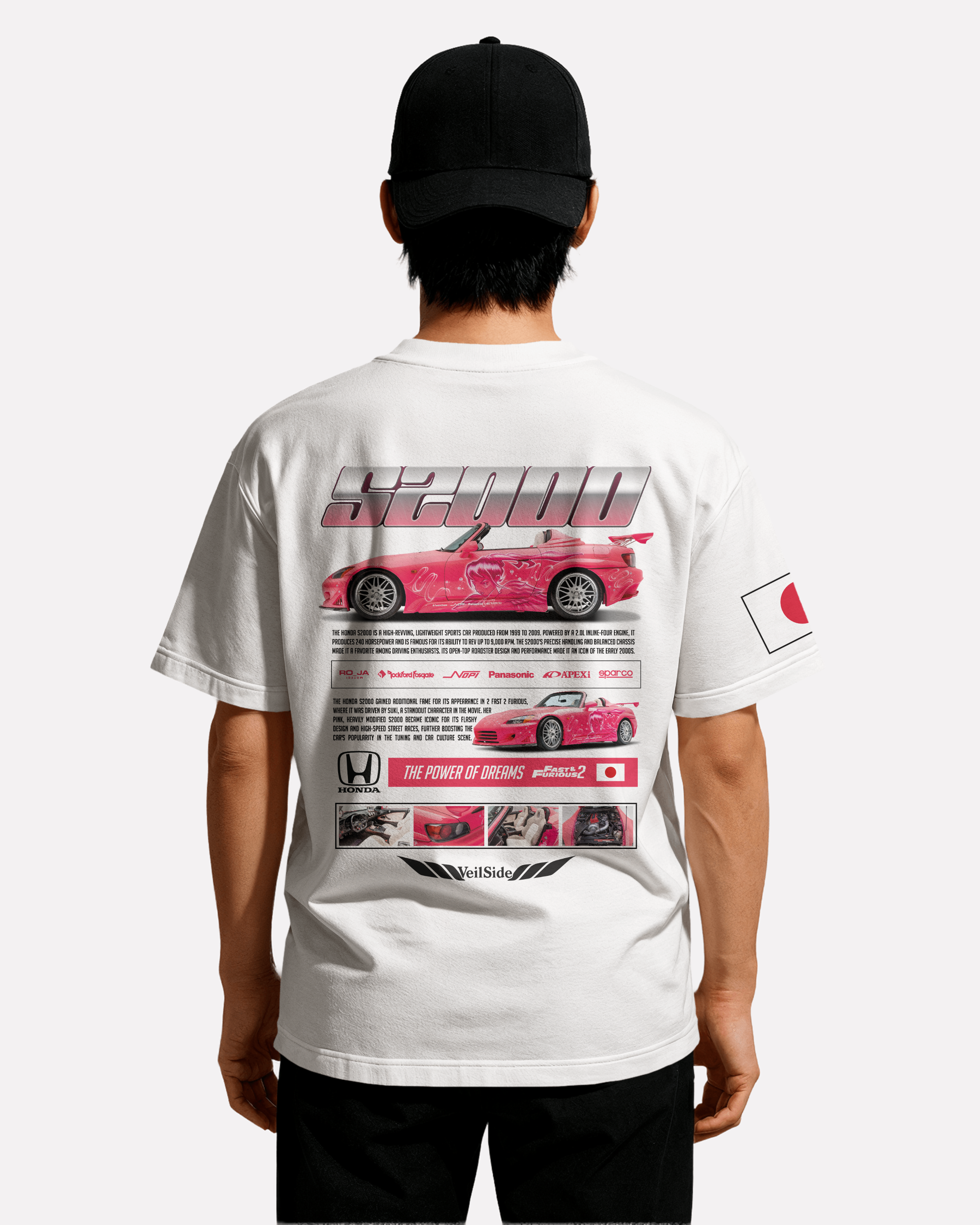Honda S2000 T-shirt Classic Unisex biała/czarna