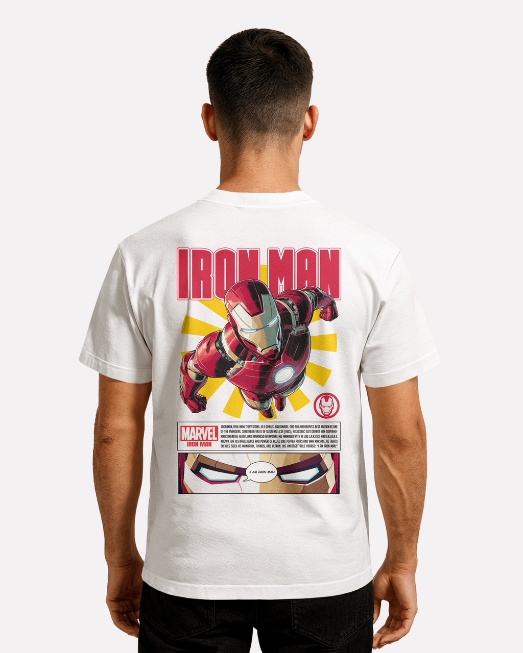 Iron Man T-shirt Classic Unisex biała/czarna