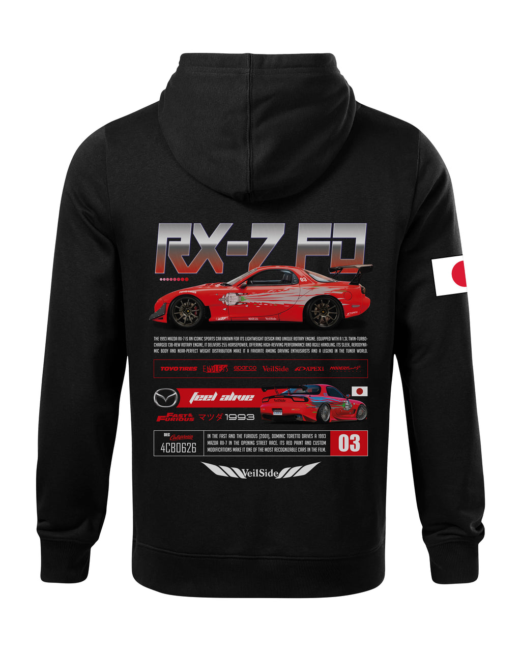 Mazda RX-7 FD Bluza z kapturem 320g