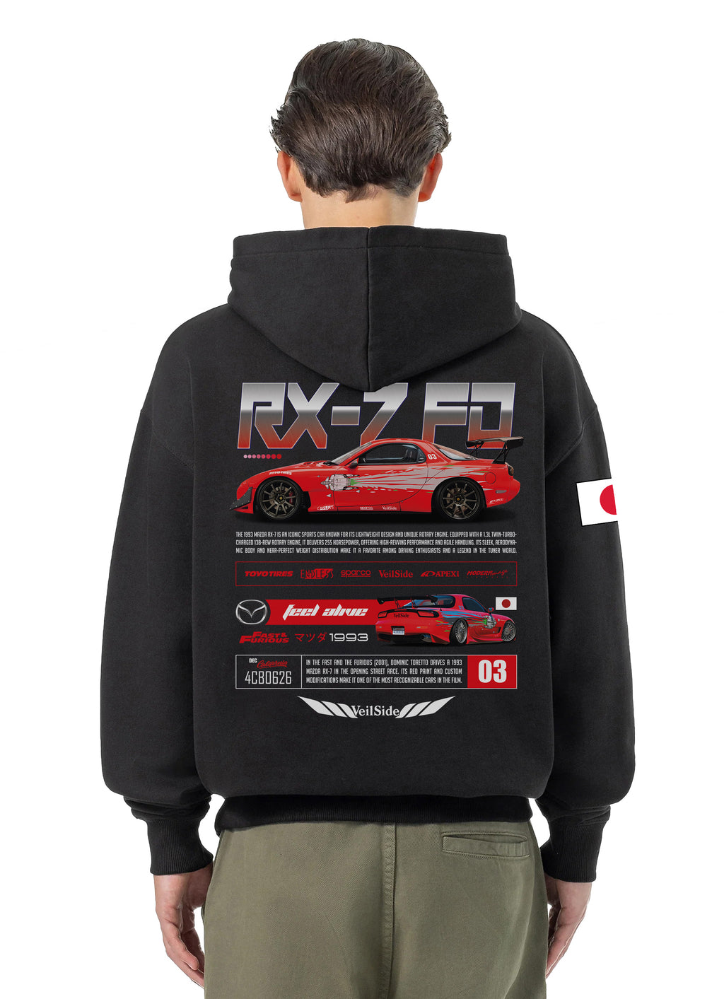 Mazda RX-7 FD Bluza Oversize z kapturem 320g