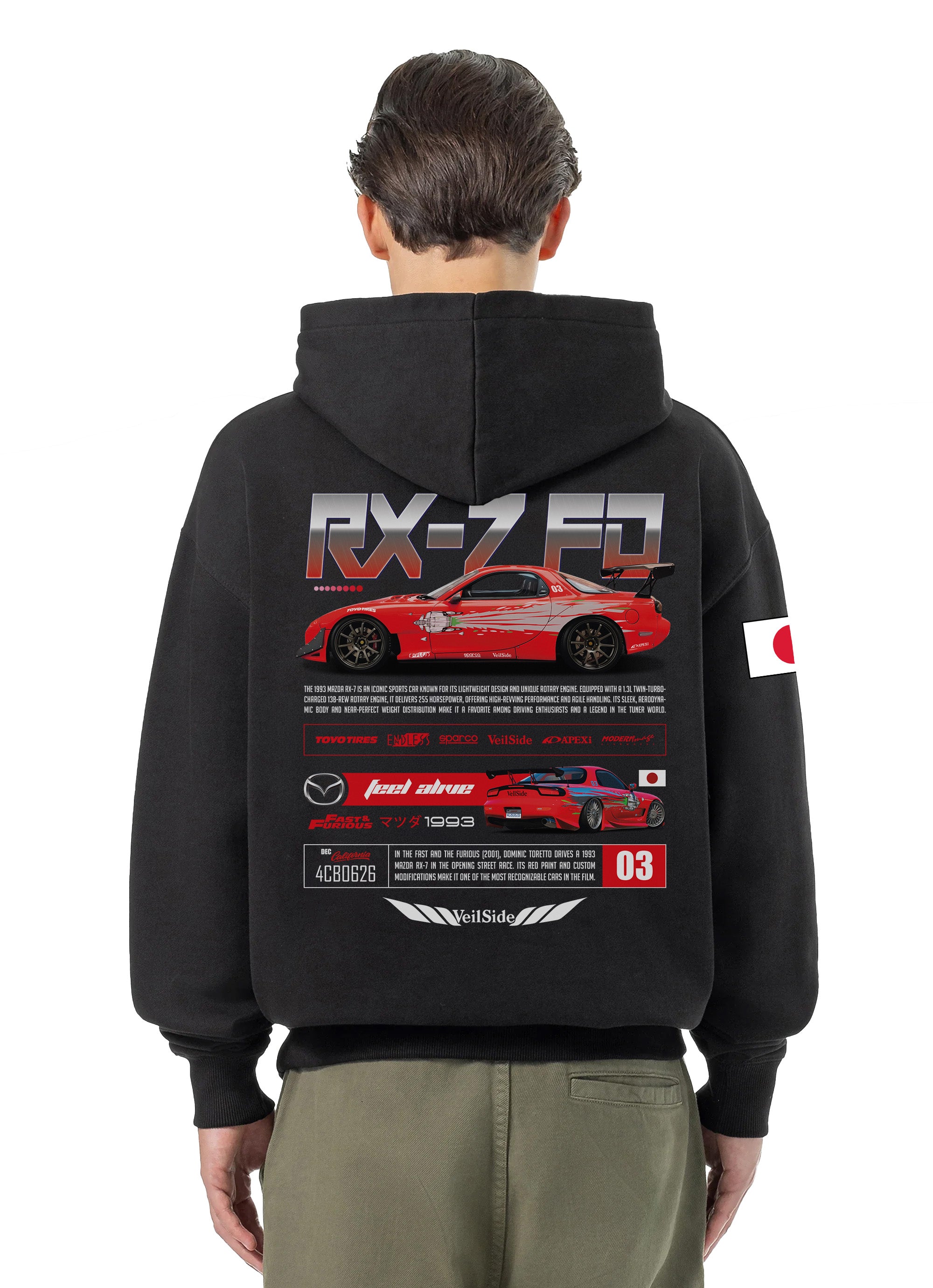Mazda RX-7 FD Bluza Oversize z kapturem 320g