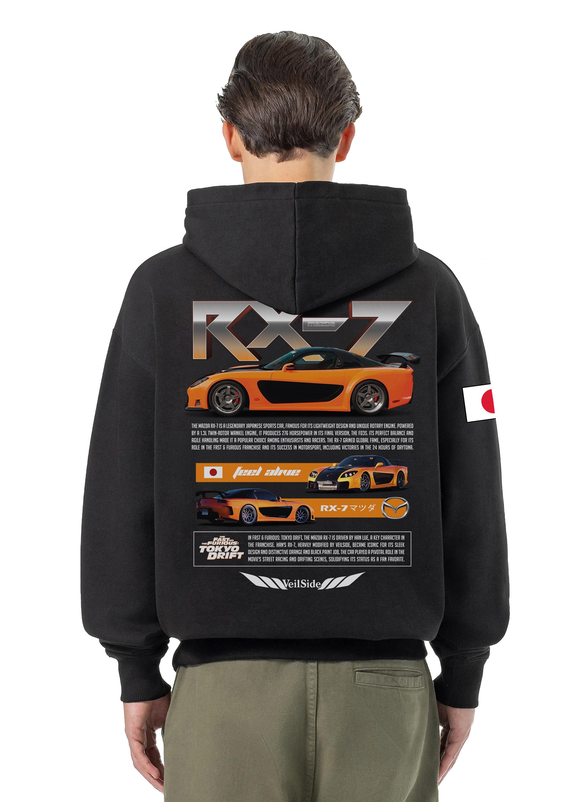 Mazda RX-7 Bluza Oversize z kapturem 320g
