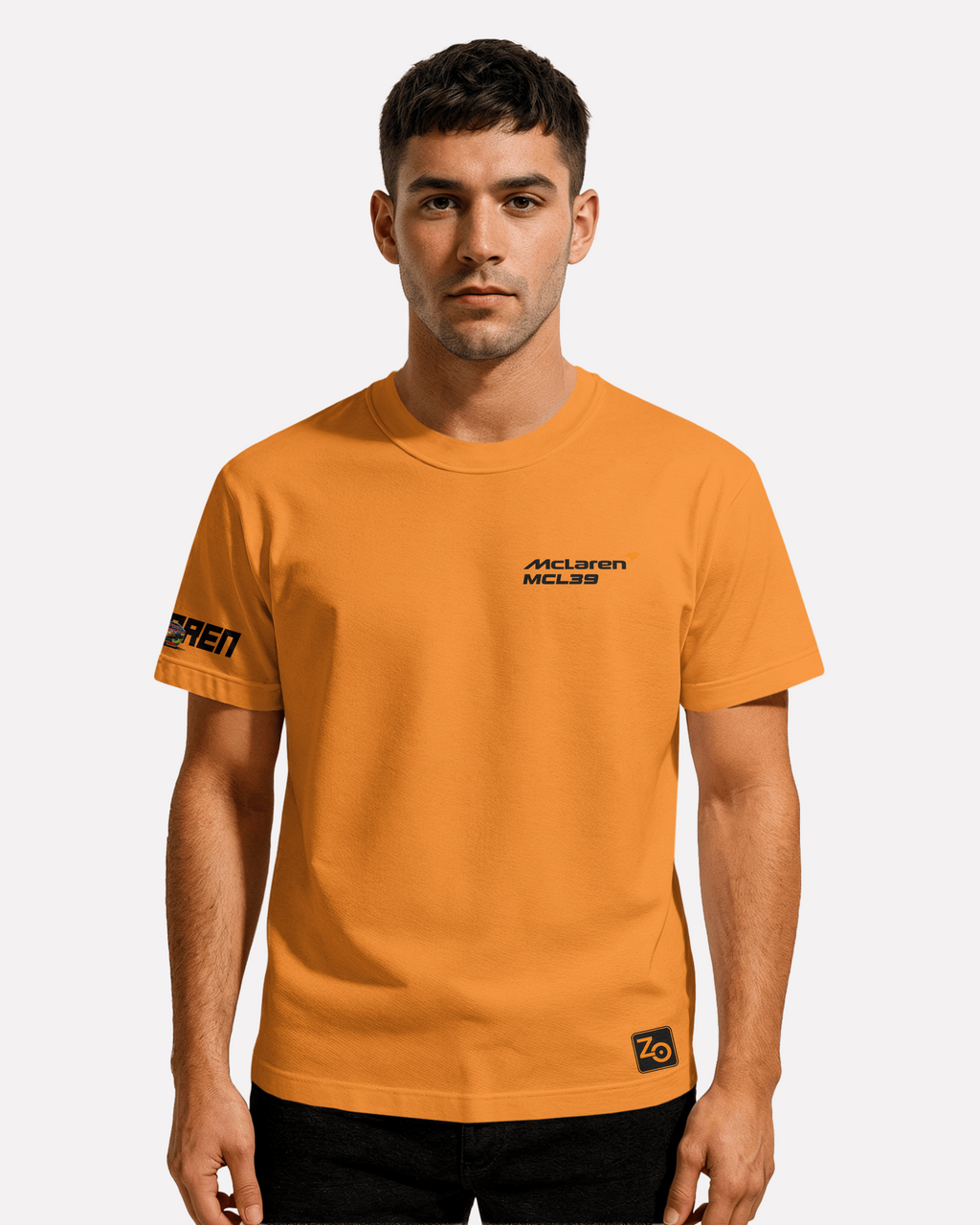 McLaren MCL39  T-shirt Classic Unisex  czarna/biała/pomarańczowa