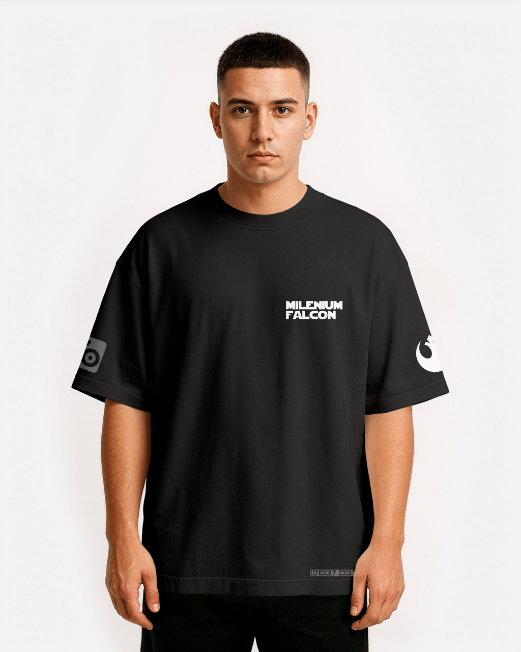MILENIUM FALCON Oversize T-shirt Unisex biała/czarna