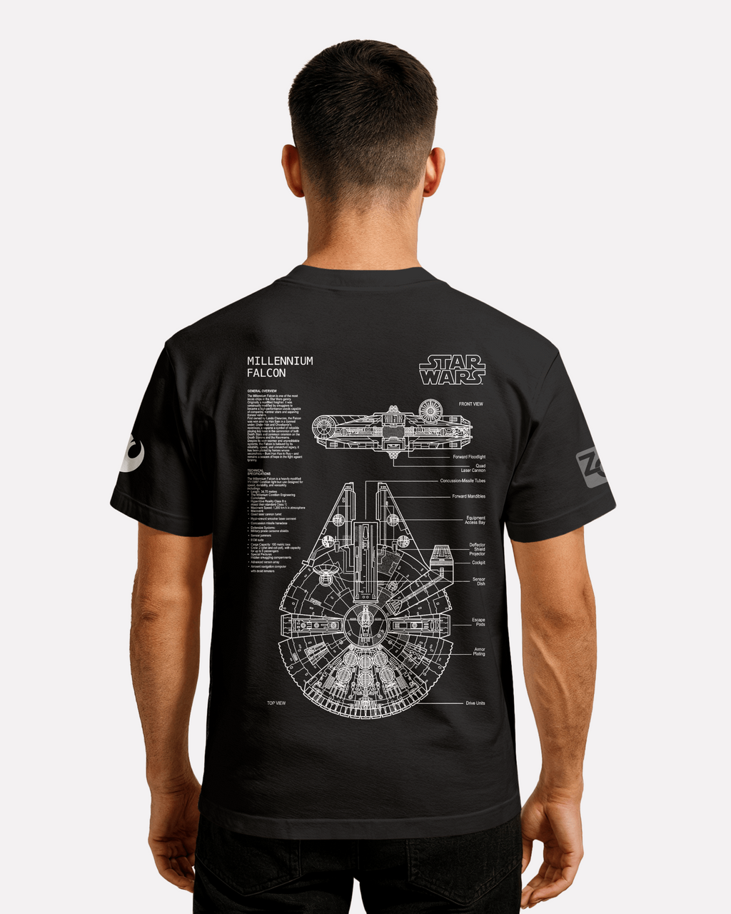 MILENIUM FALCON T-shirt Classic Unisex biała/czarna