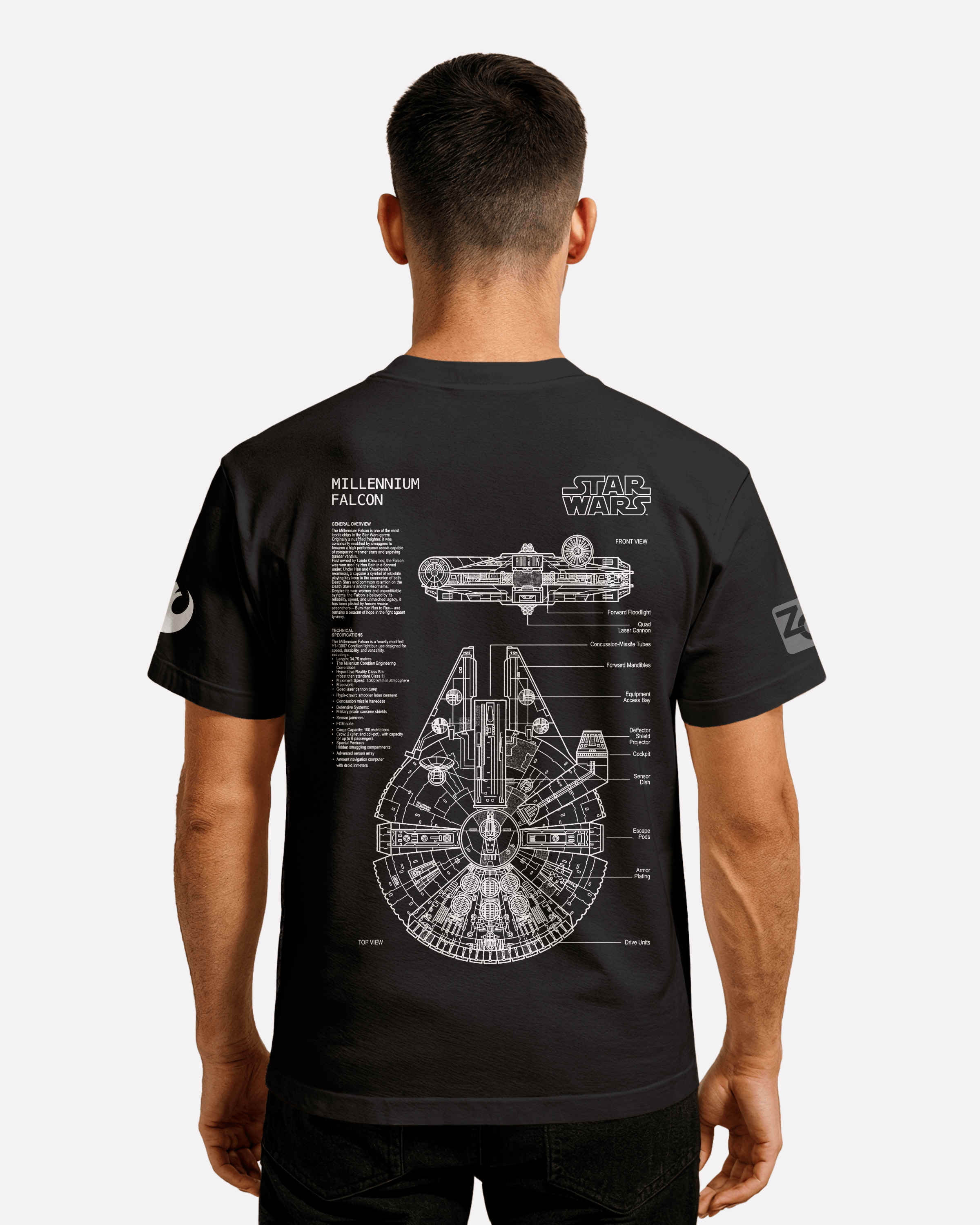 MILENIUM FALCON T-shirt Classic Unisex biała/czarna