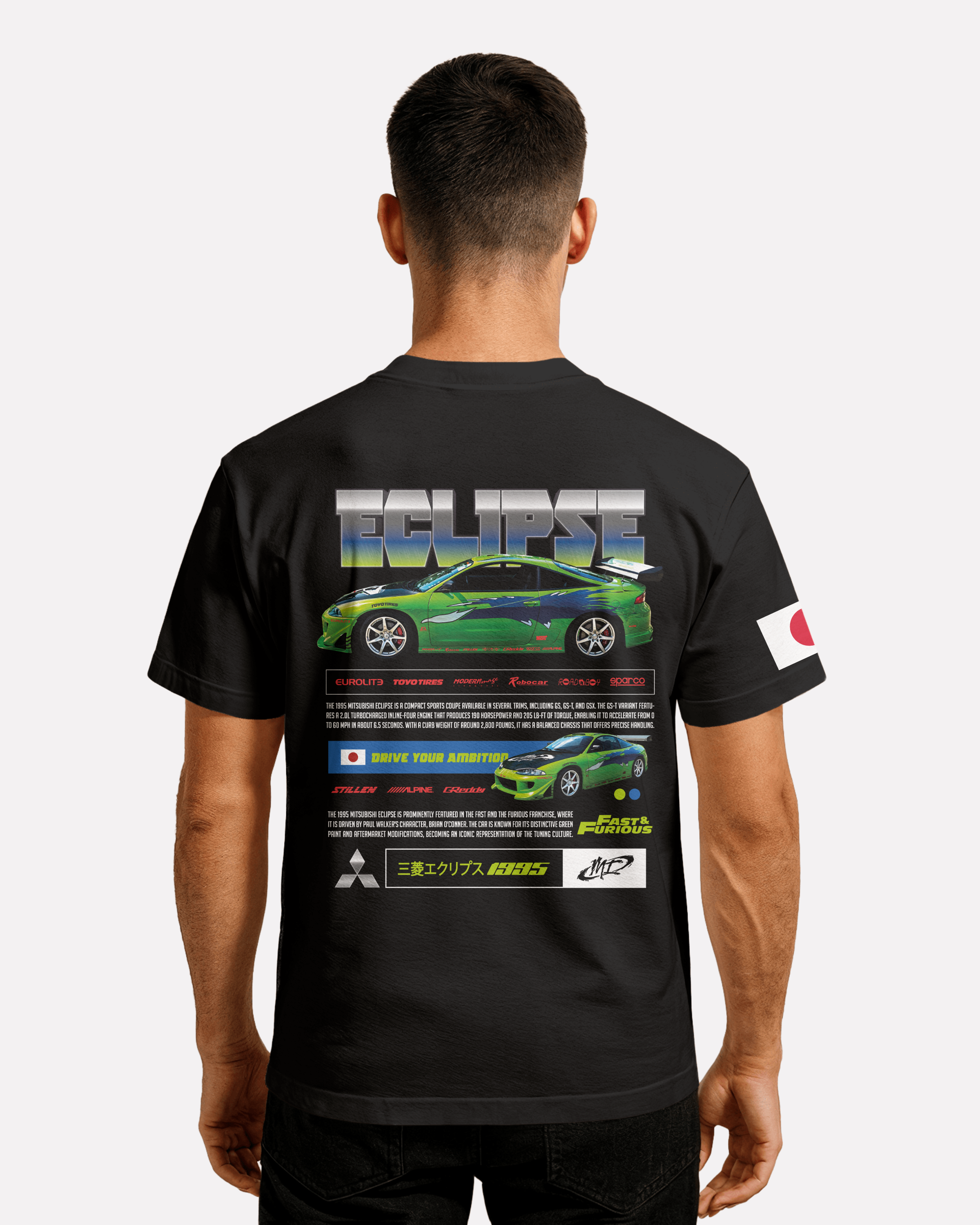 Mitsubishi Eclipse T-shirt Classic Unisex biała/czarna