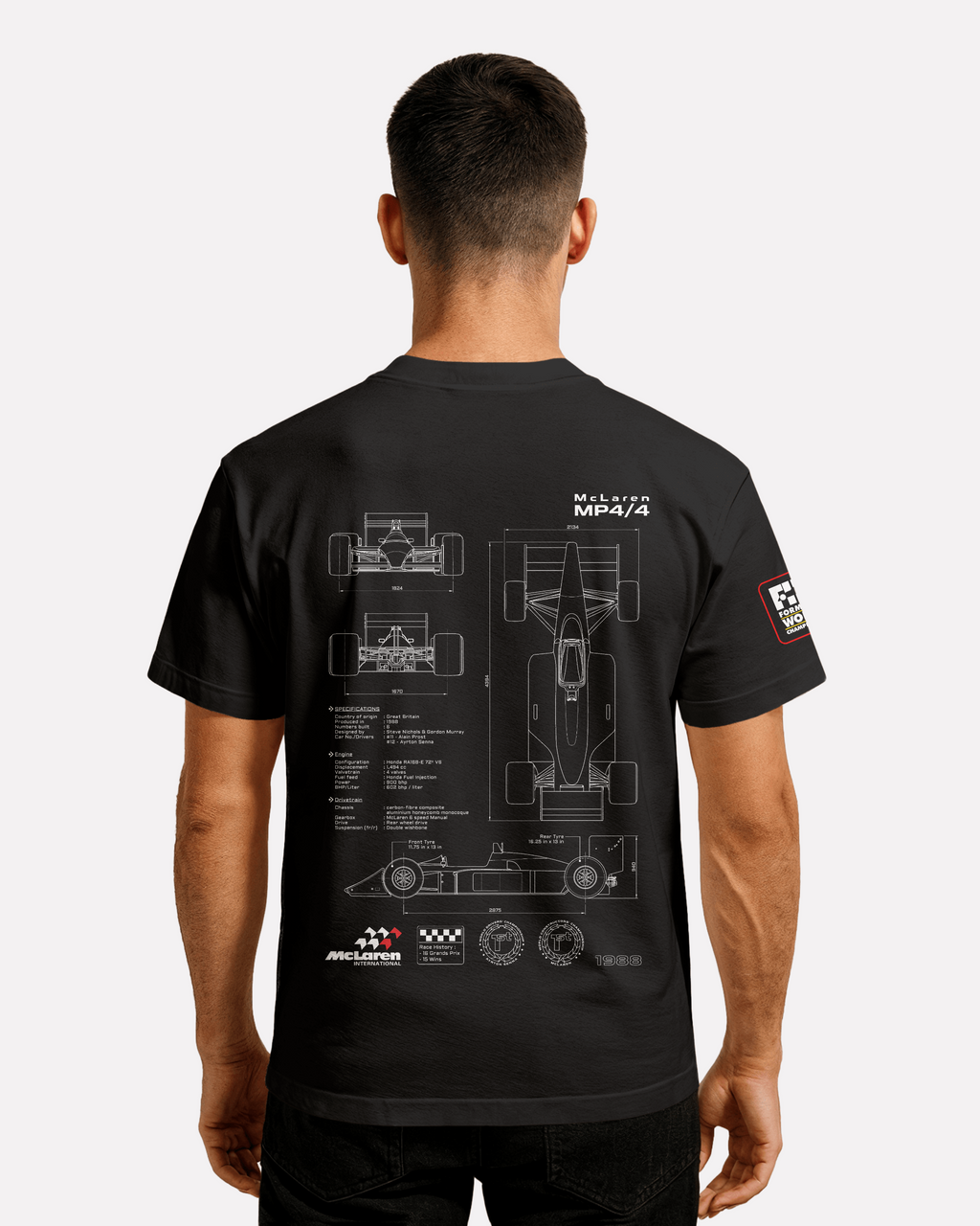 McLaren MP4  T-shirt Classic Unisex  czarna/biała/pomarańczowa