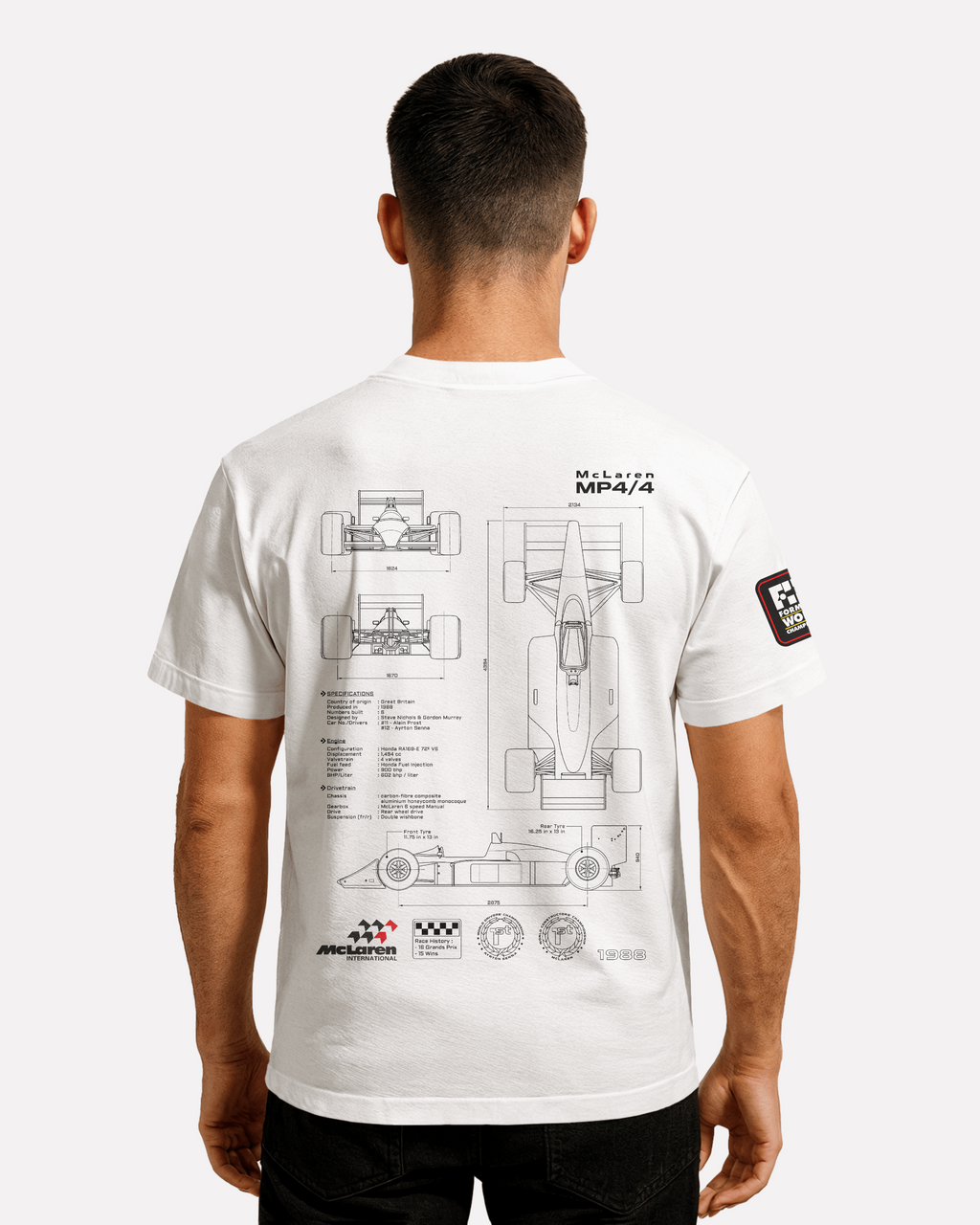 McLaren MP4  T-shirt Classic Unisex  czarna/biała/pomarańczowa