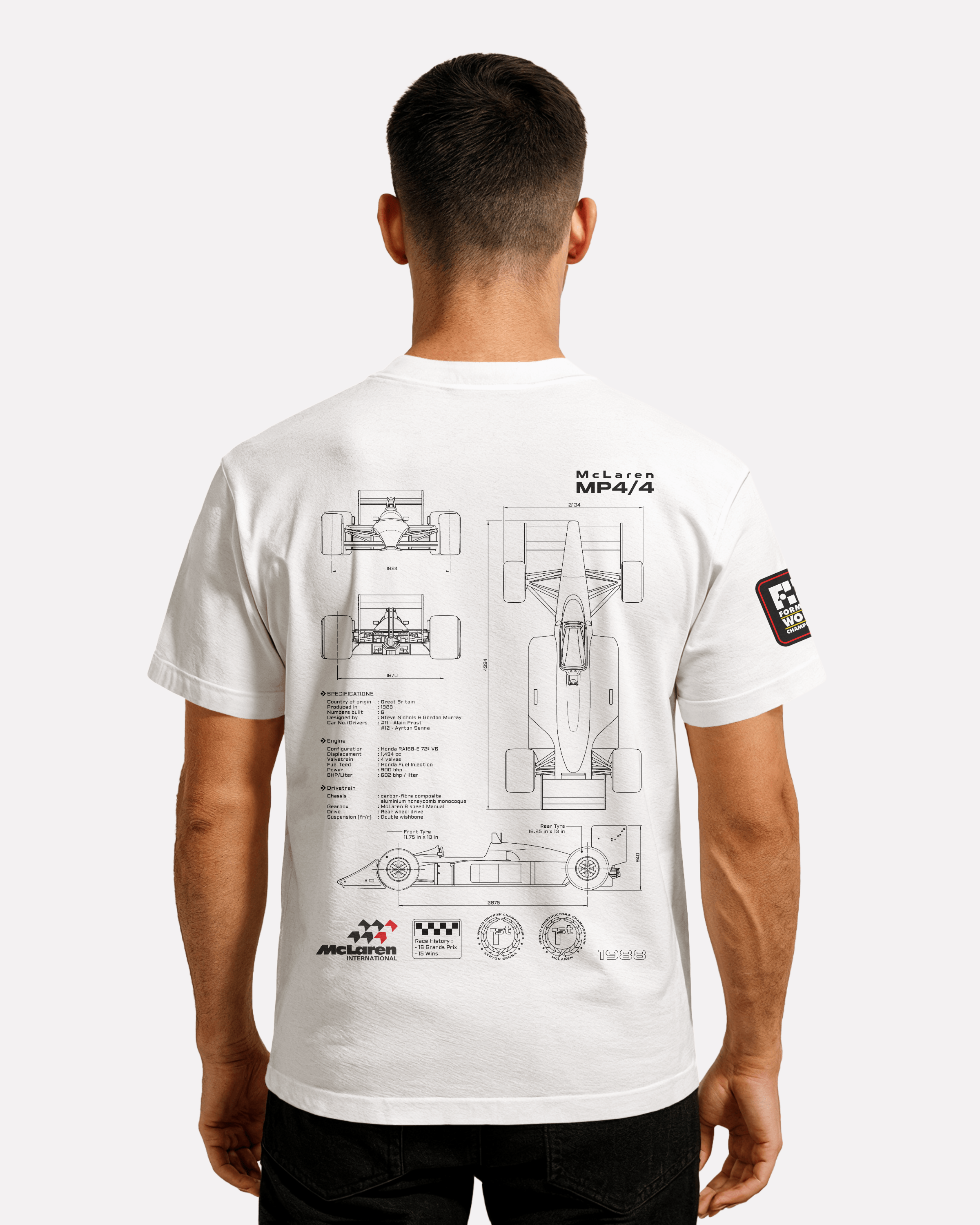 McLaren MP4  T-shirt Classic Unisex  czarna/biała/pomarańczowa