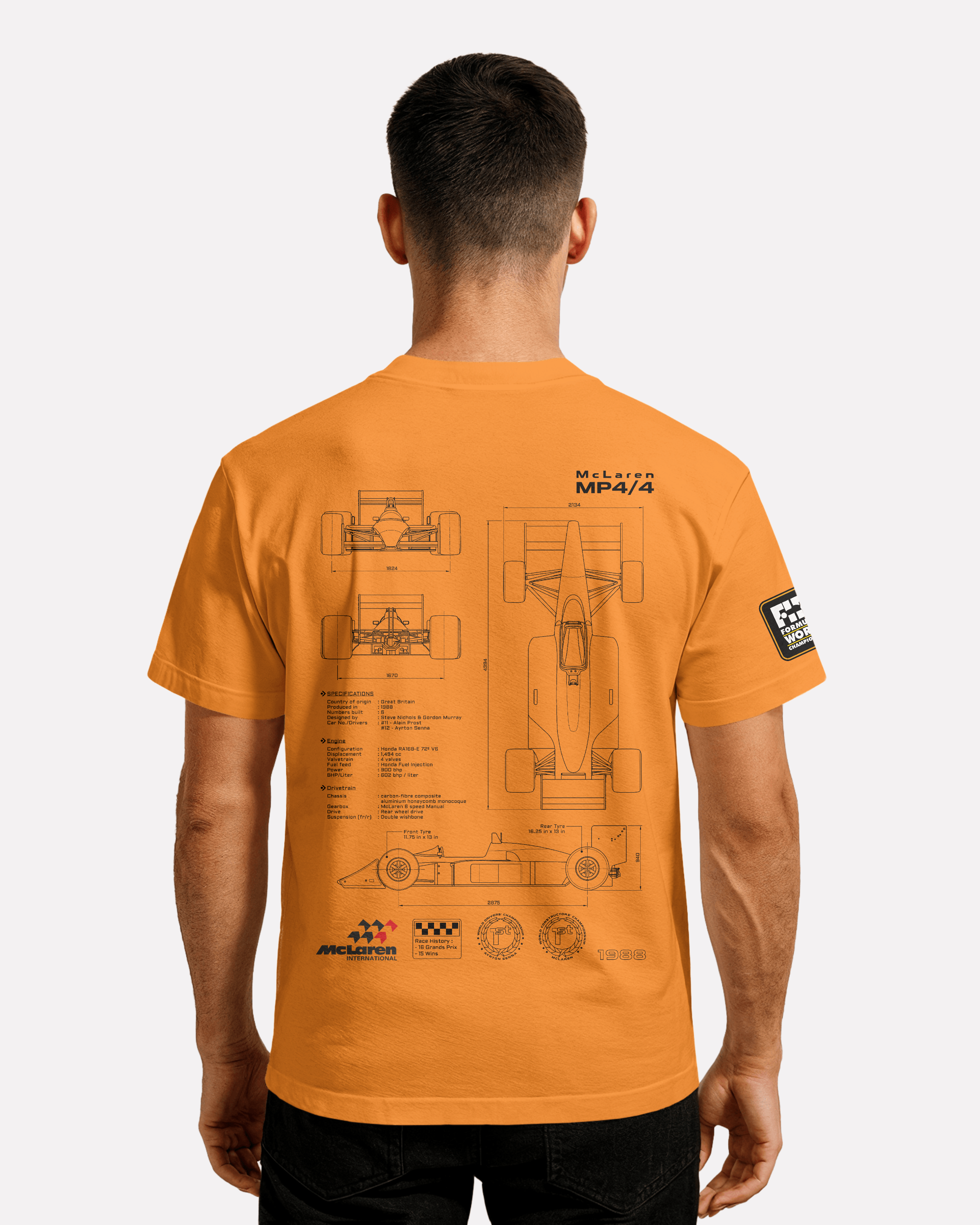 McLaren MP4  T-shirt Classic Unisex  czarna/biała/pomarańczowa