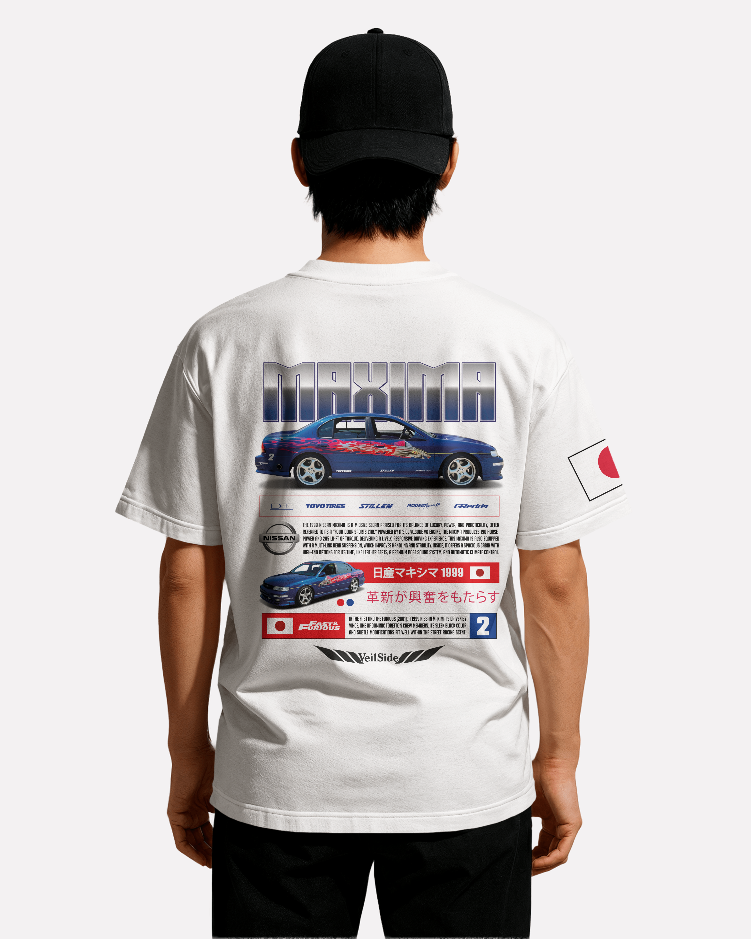 Nissan Maxima T-shirt Classic Unisex biała/czarna