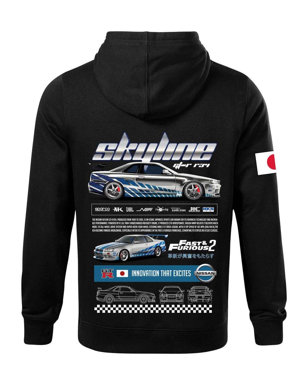 Nissan Skyline Bluza z kapturem 320g