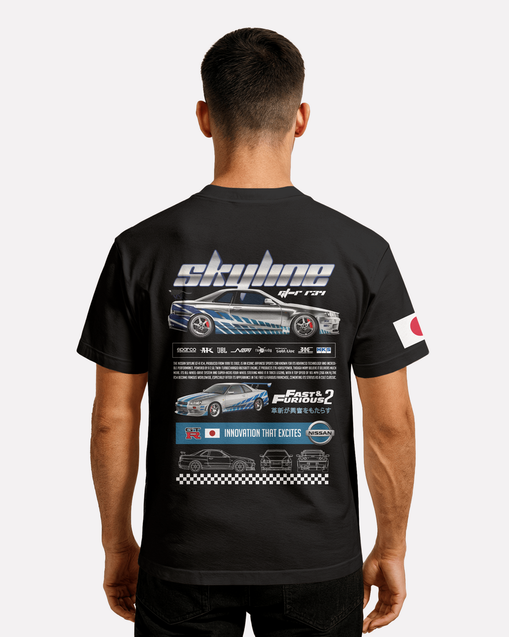 Nissan Skyline T-shirt Classic Unisex biała/czarna
