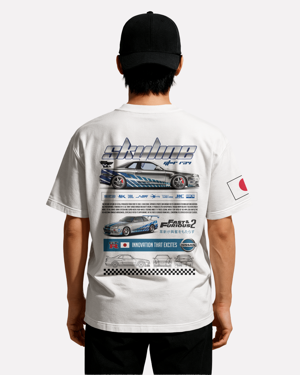 Nissan Skyline T-shirt Classic Unisex biała/czarna