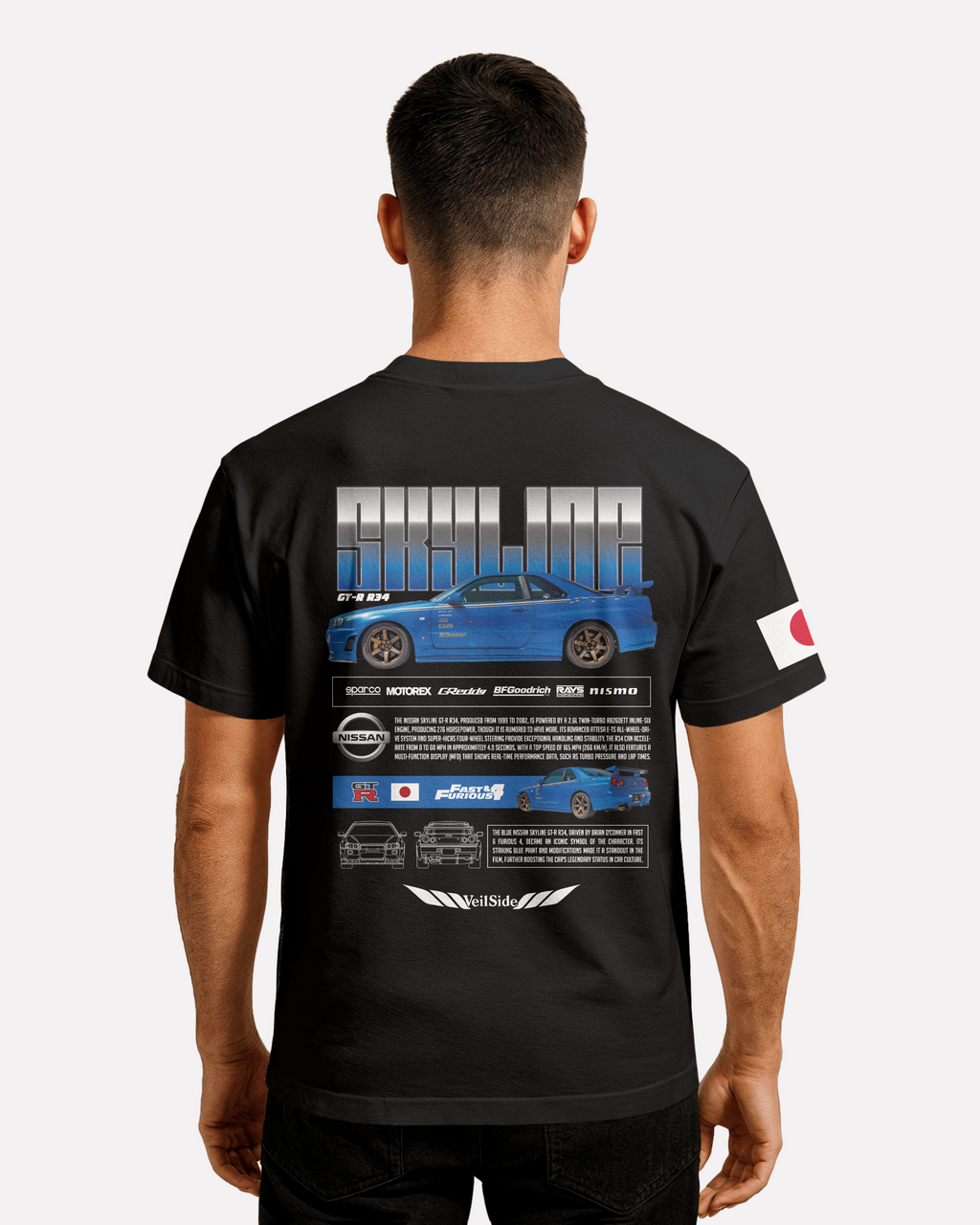 Nissan Skyline Azul T-shirt Classic Unisex biała/czarna