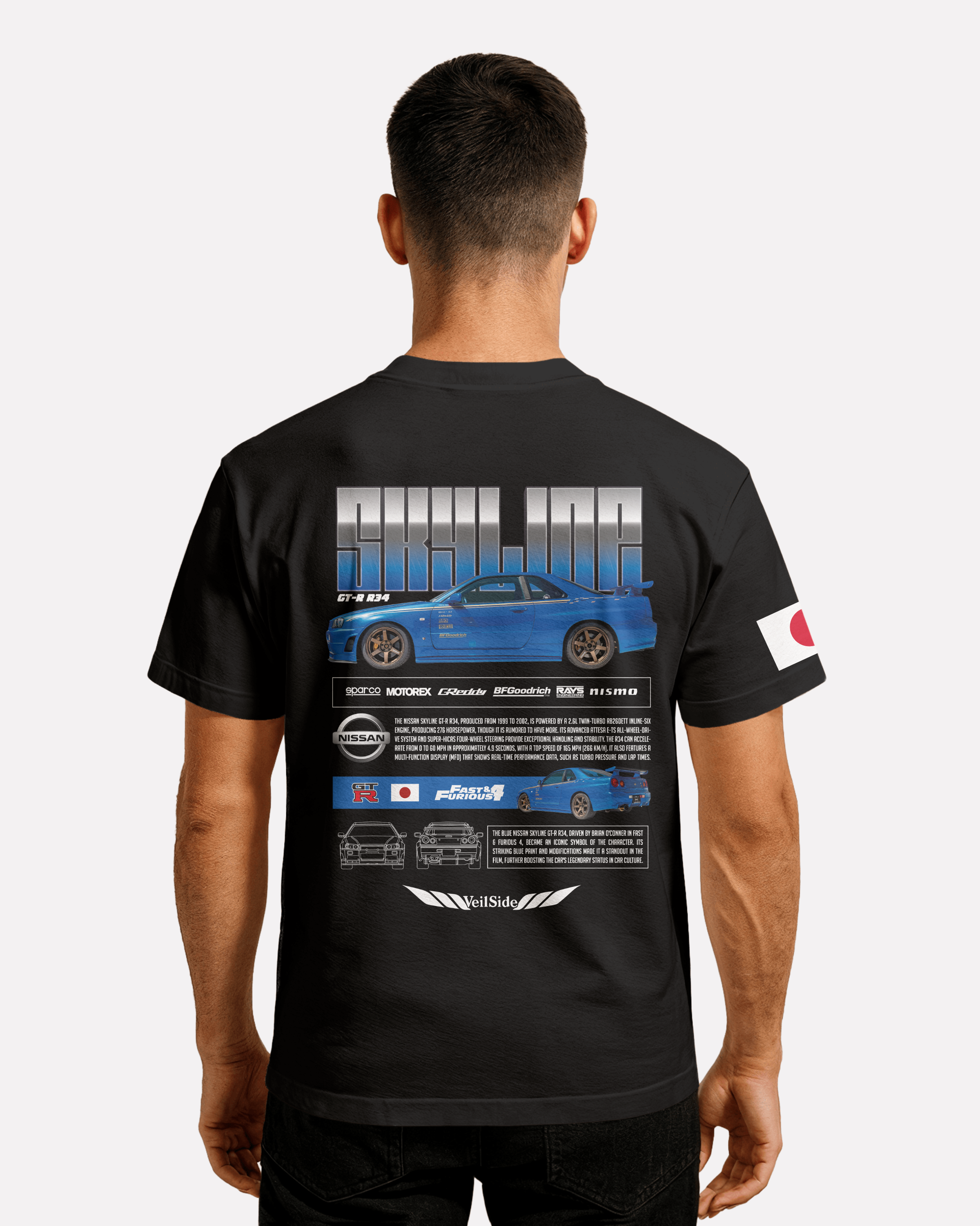 Nissan Skyline Azul T-shirt Classic Unisex biała/czarna