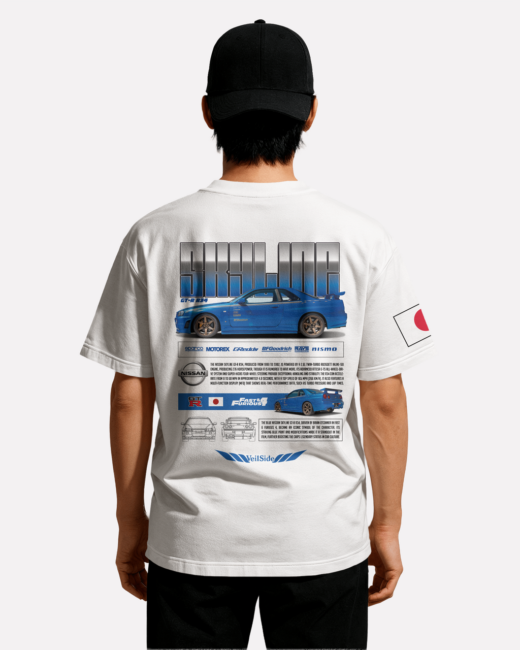 Nissan Skyline Azul T-shirt Classic Unisex biała/czarna