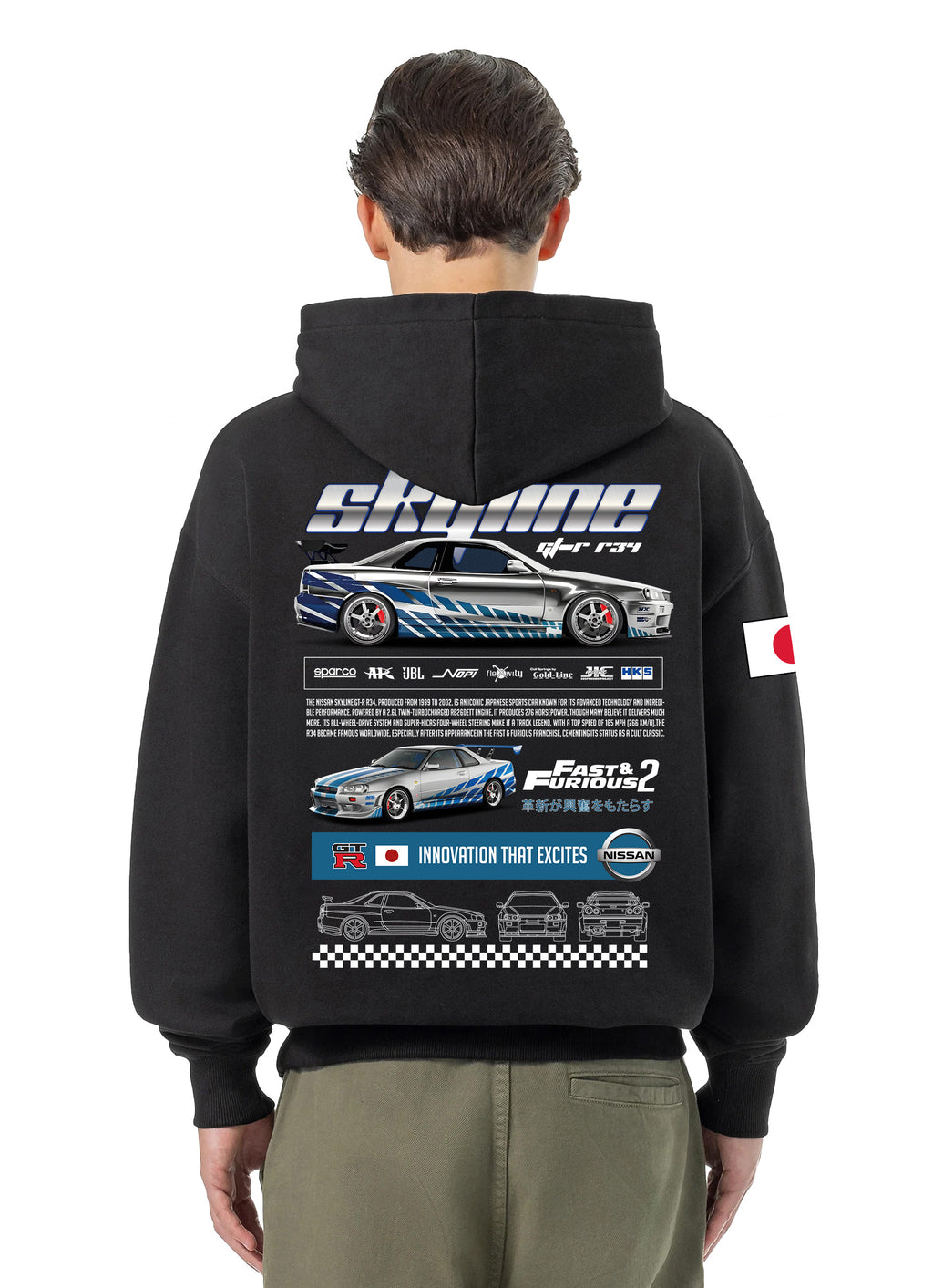 Nissan Skyline Bluza Oversize z kapturem 320g